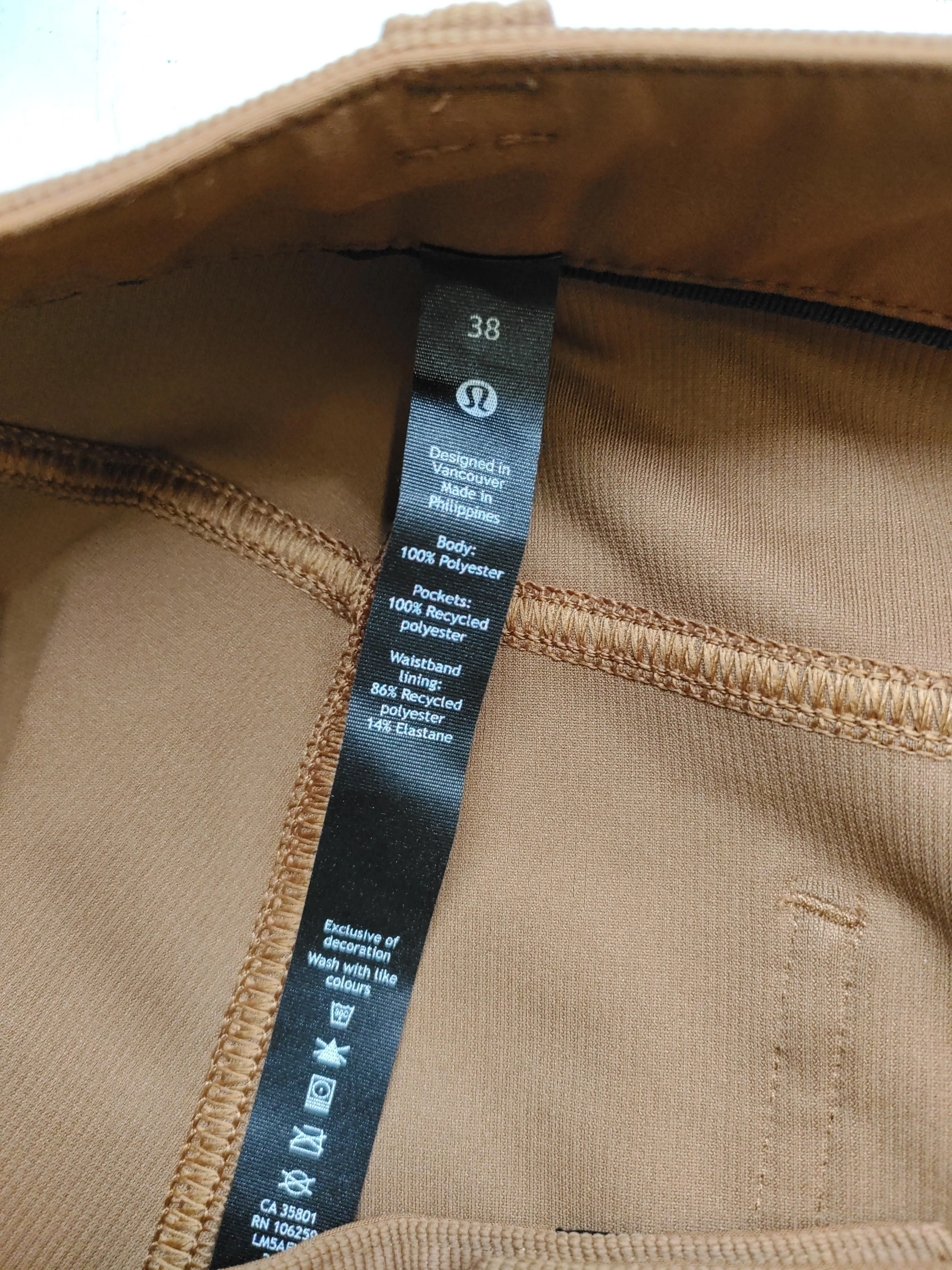 Lululemon Women's Trousers W 38 in Tan Polyester with Elastane Straight Chino - Image 6
