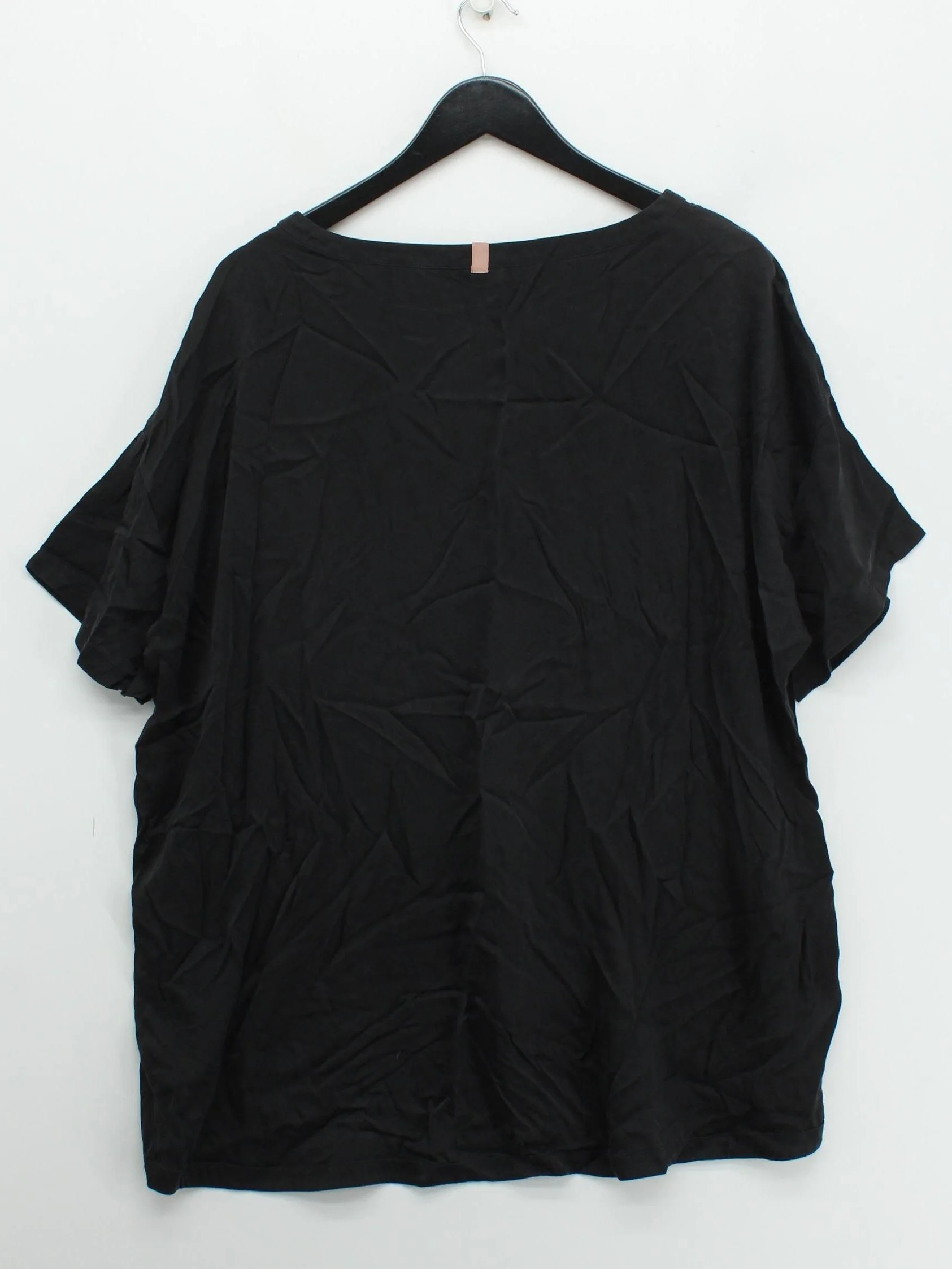 LUNYA Women's Top L Black 100% Silk Short Sleeve Round Neck Basic - Image 2