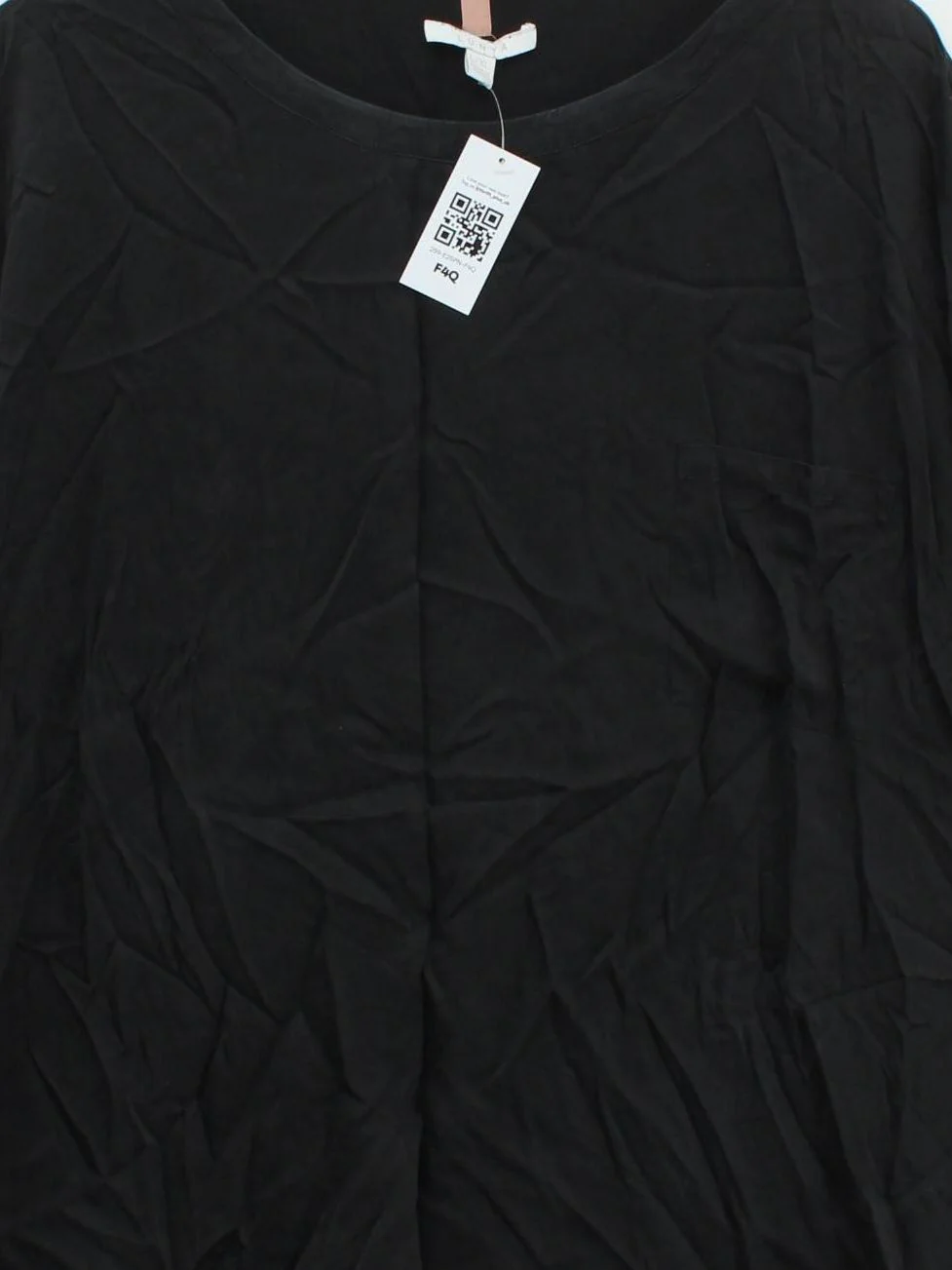 LUNYA Women's Top L Black 100% Silk Short Sleeve Round Neck Basic - Image 3
