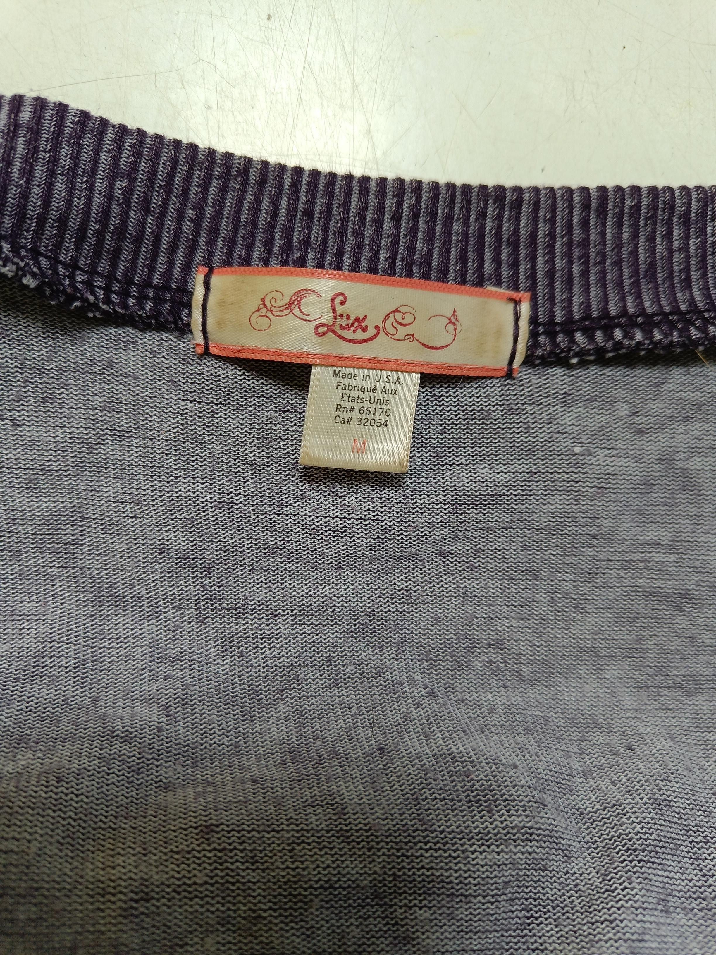 Lux Women's Top M Purple Rayon with Polyester 3/4 Sleeve V-Neck Basic - Image 6