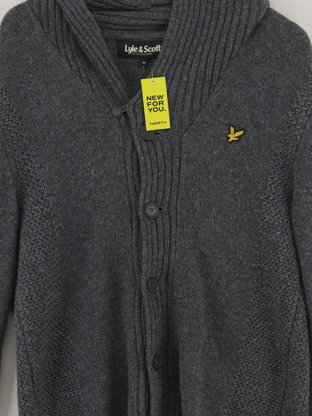 Lyle & Scott Men's Cardigan M Grey Wool with Polyamide Collared Cardigan - Image 3