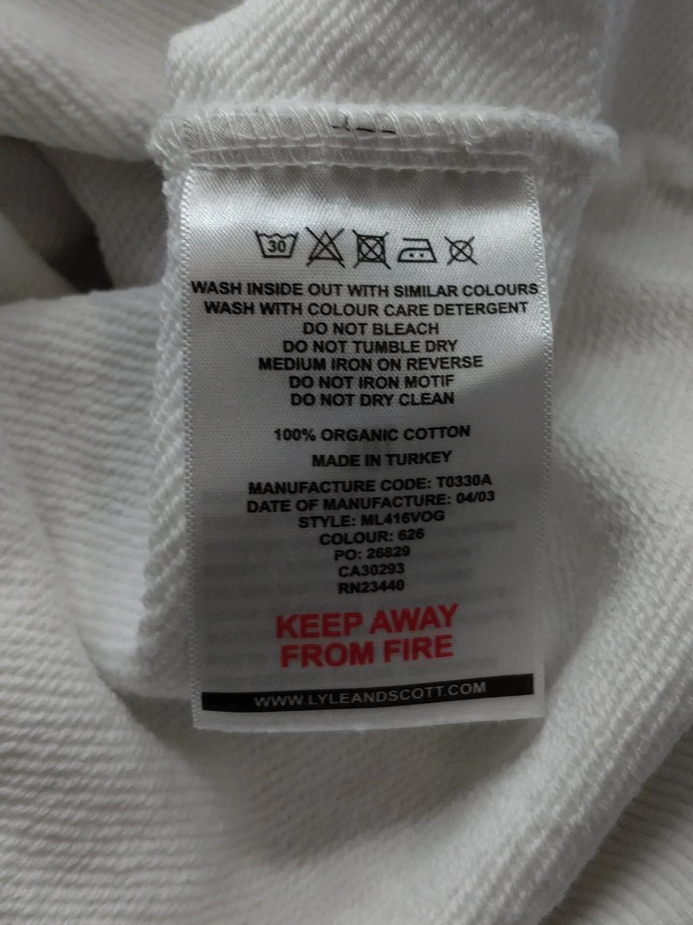 Lyle & Scott Men's Hoodie L White 100% Cotton Pullover - Image 6