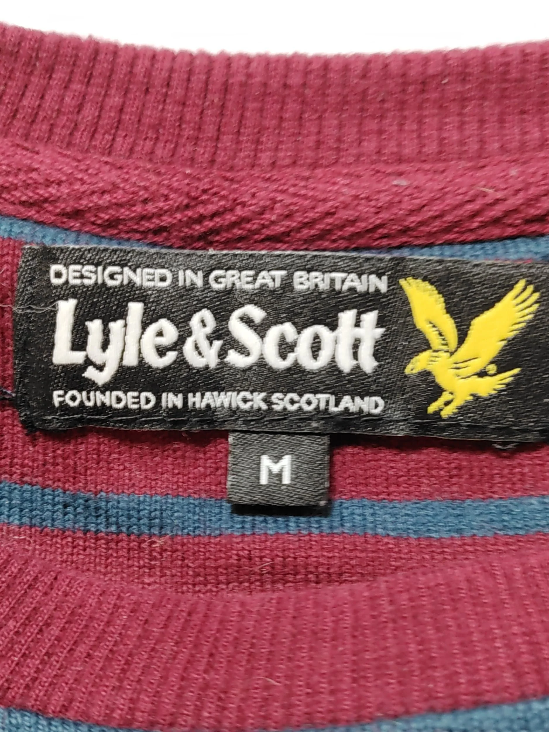 Lyle & Scott Men's Hoodie M Red Striped 100% Cotton Pullover - Image 5