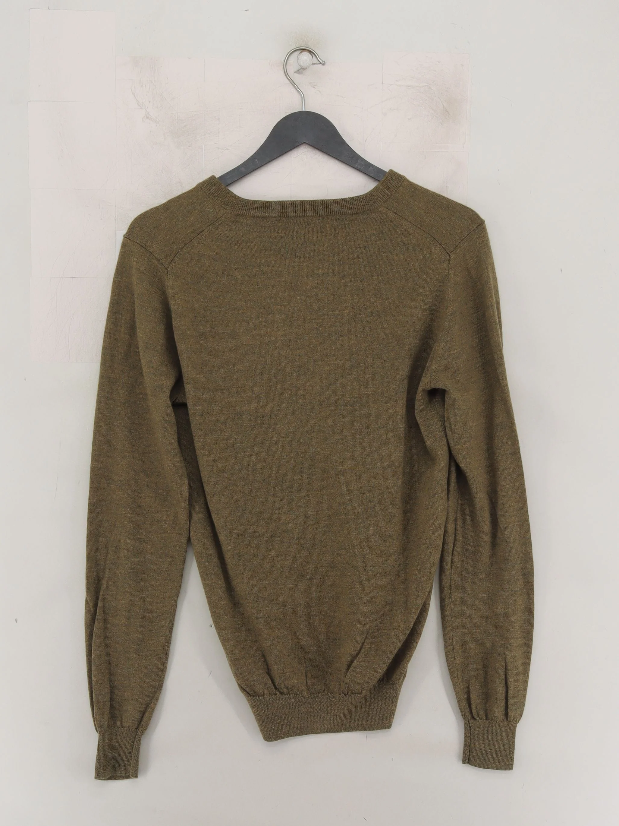 Lyle & Scott Men's Jumper M Green 100% Wool V-Neck Pullover - Image 2