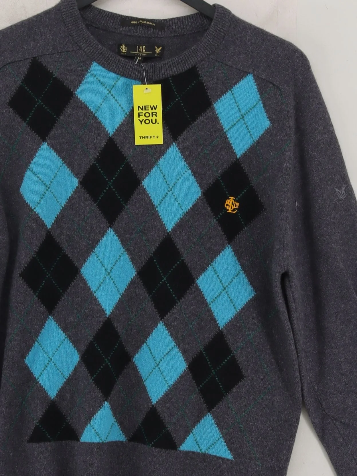 Lyle & Scott Men's Jumper M Grey Argyle 100% Other Round Neck Pullover - Image 3