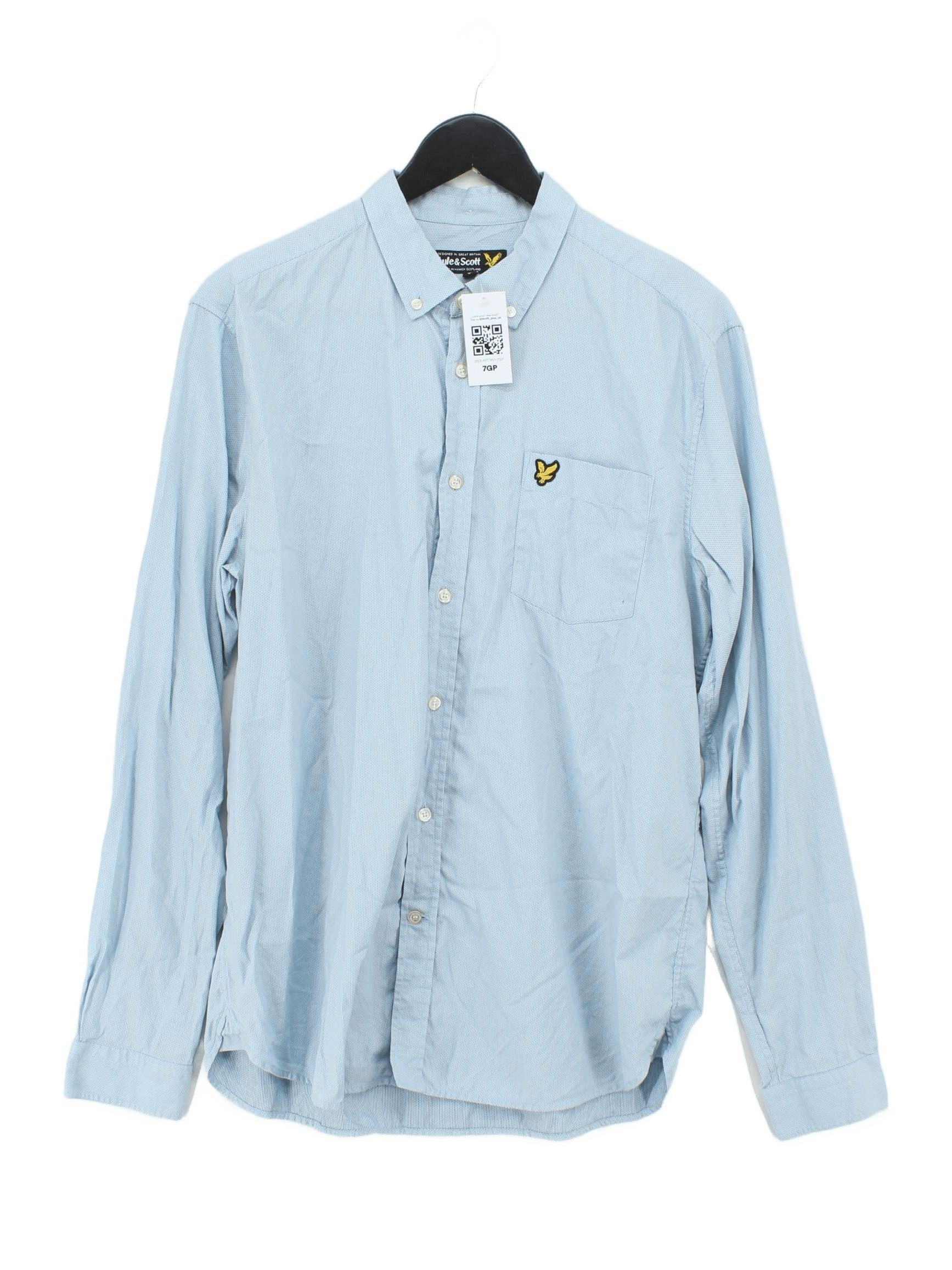Lyle & Scott Men's Shirt L Blue 100% Cotton Basic