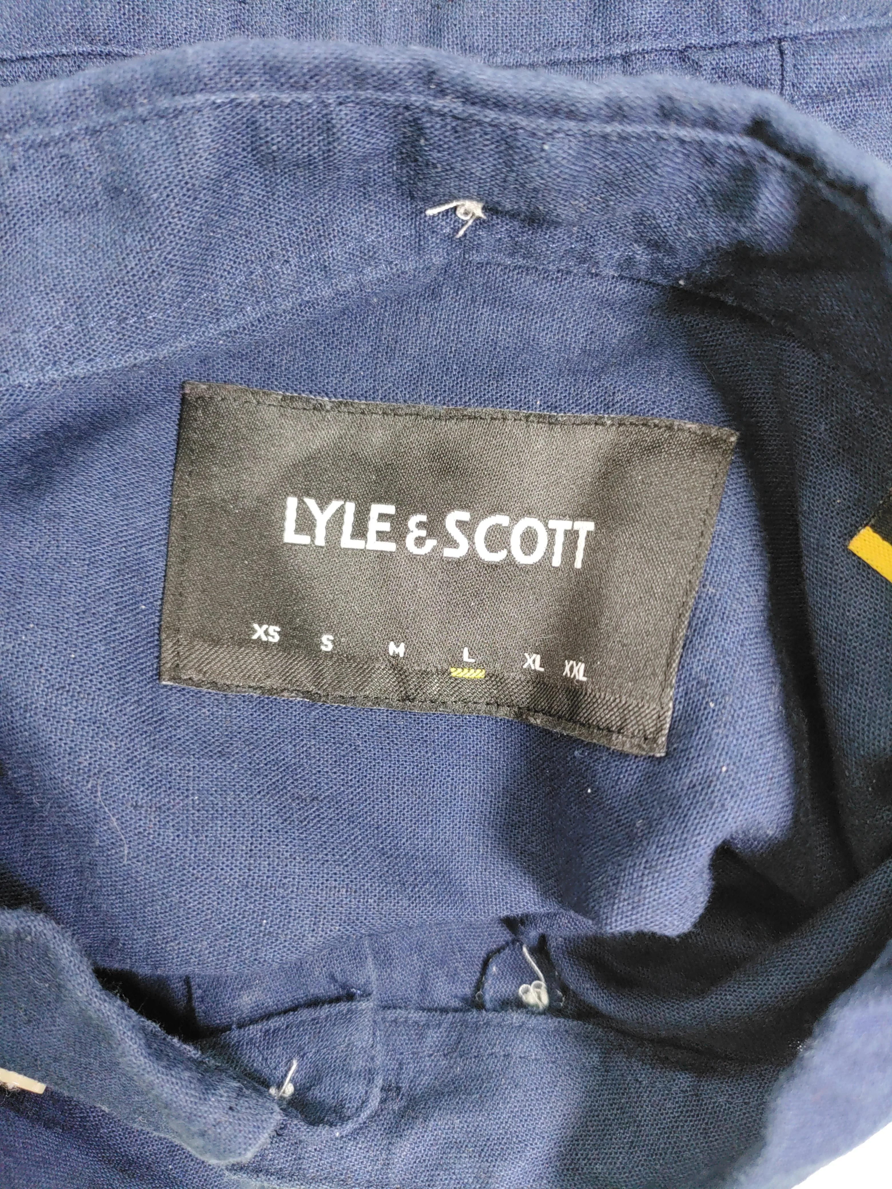 Lyle & Scott Men's Shirt L Blue Cotton with Linen Basic - Image 5