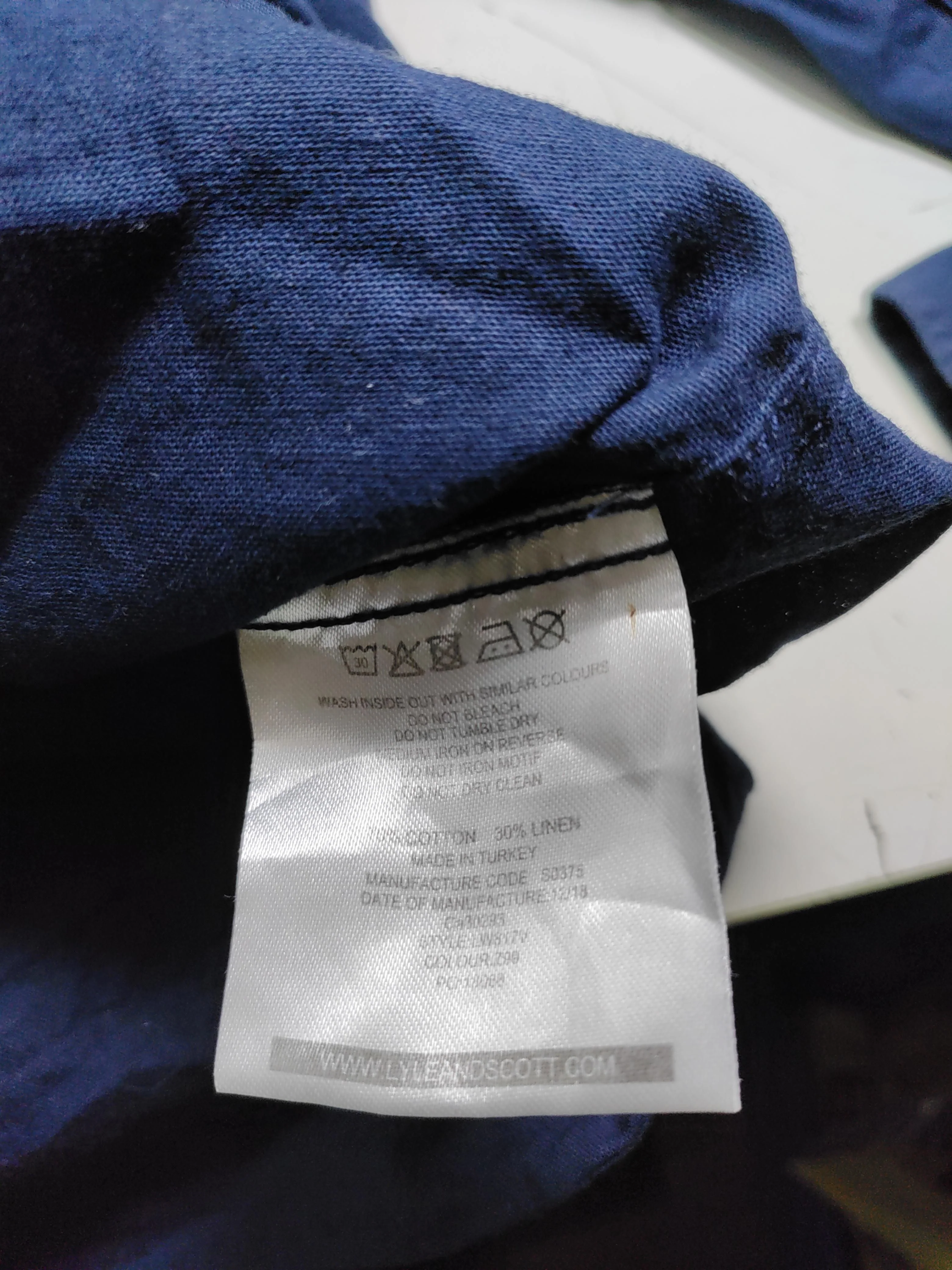 Lyle & Scott Men's Shirt L Blue Cotton with Linen Basic - Image 6