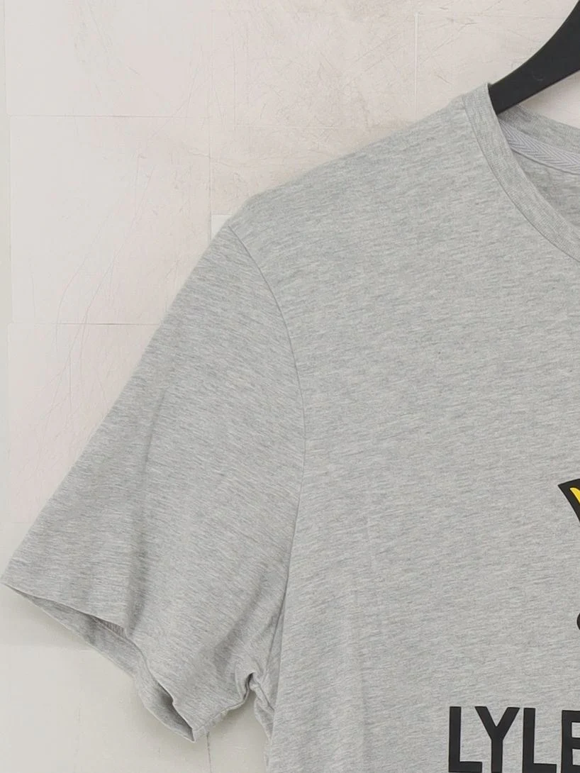 Lyle & Scott Men's T-Shirt M Grey Graphic 100% Cotton Basic - Image 4