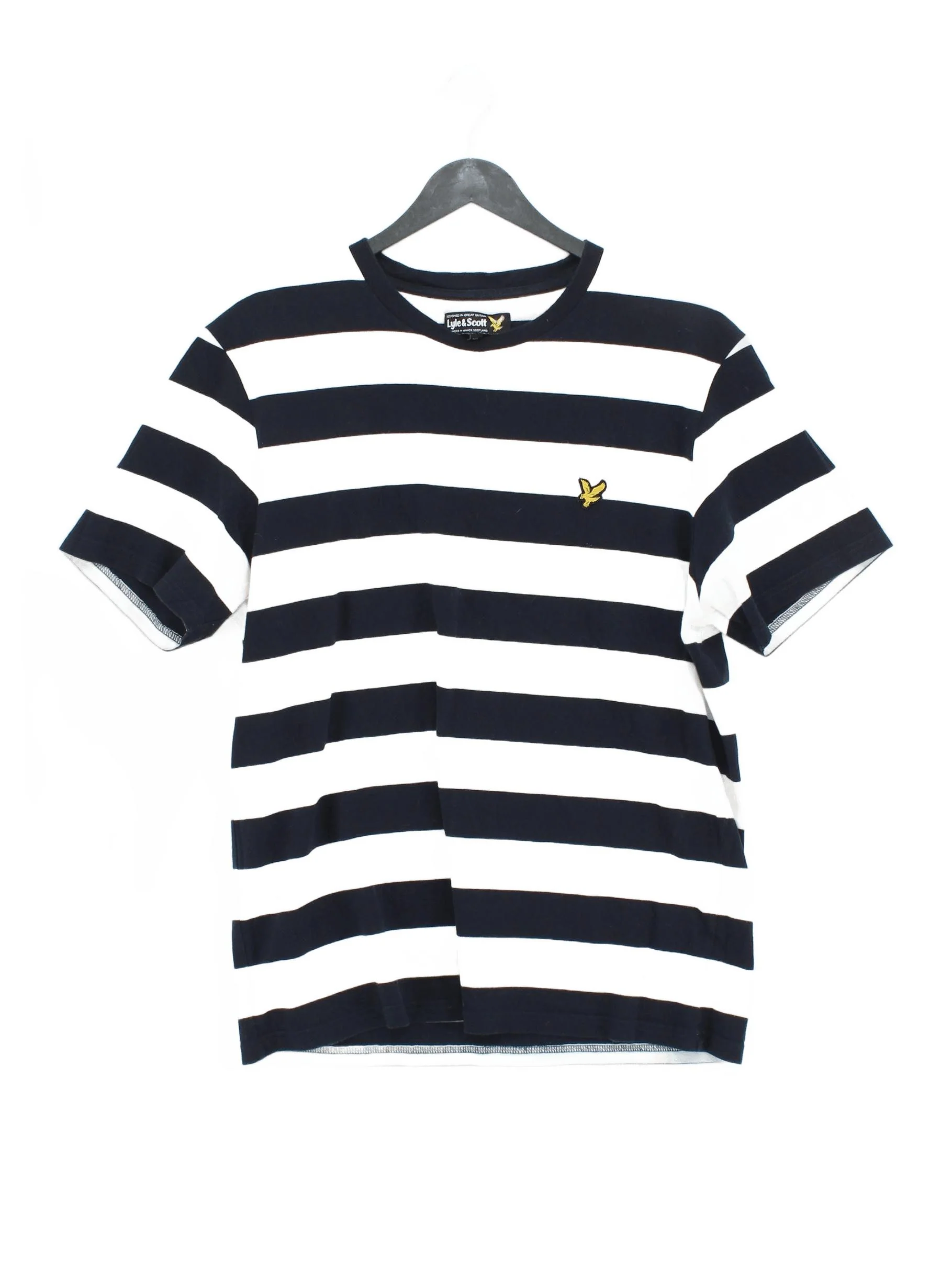 Lyle & Scott Men's T-Shirt XL Blue Striped 100% Cotton Basic