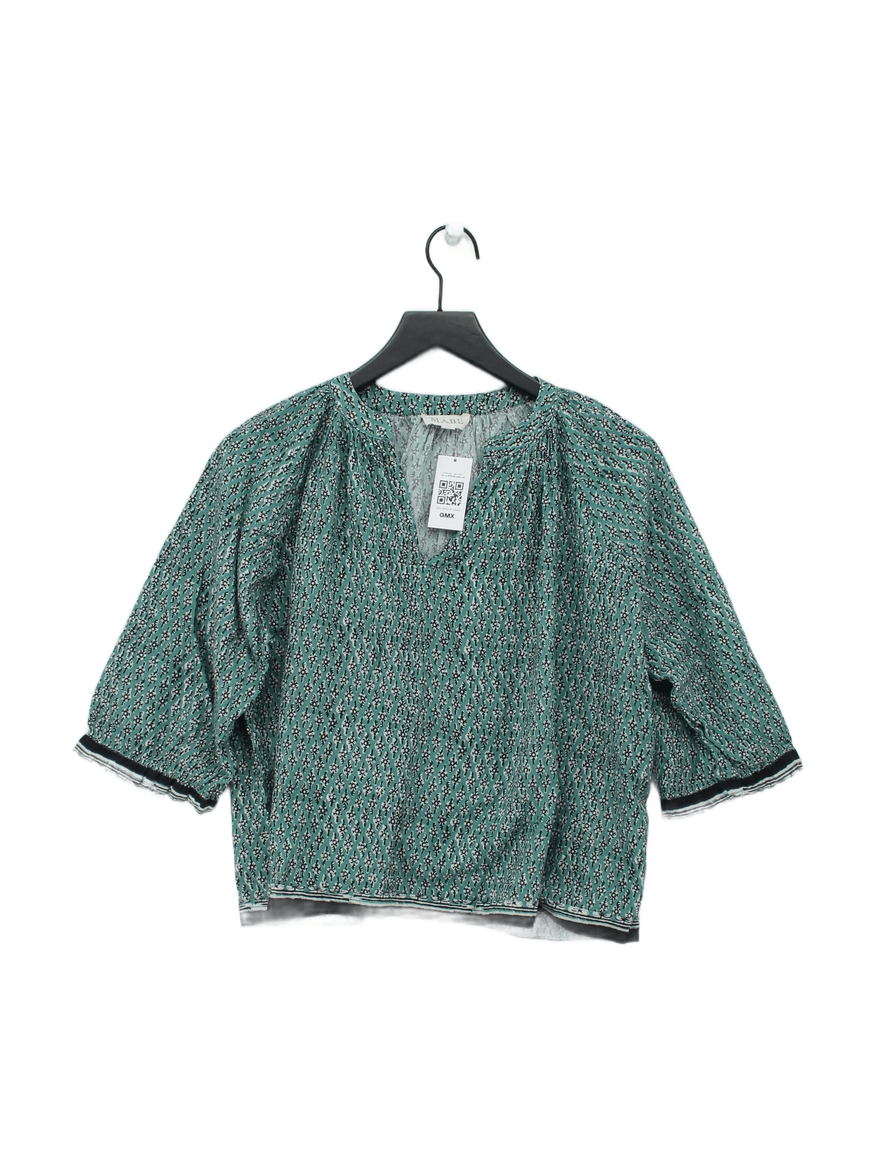 M.A.B.E Women's Top S Multi 100% Cotton 3/4 Sleeve V-Neck Basic