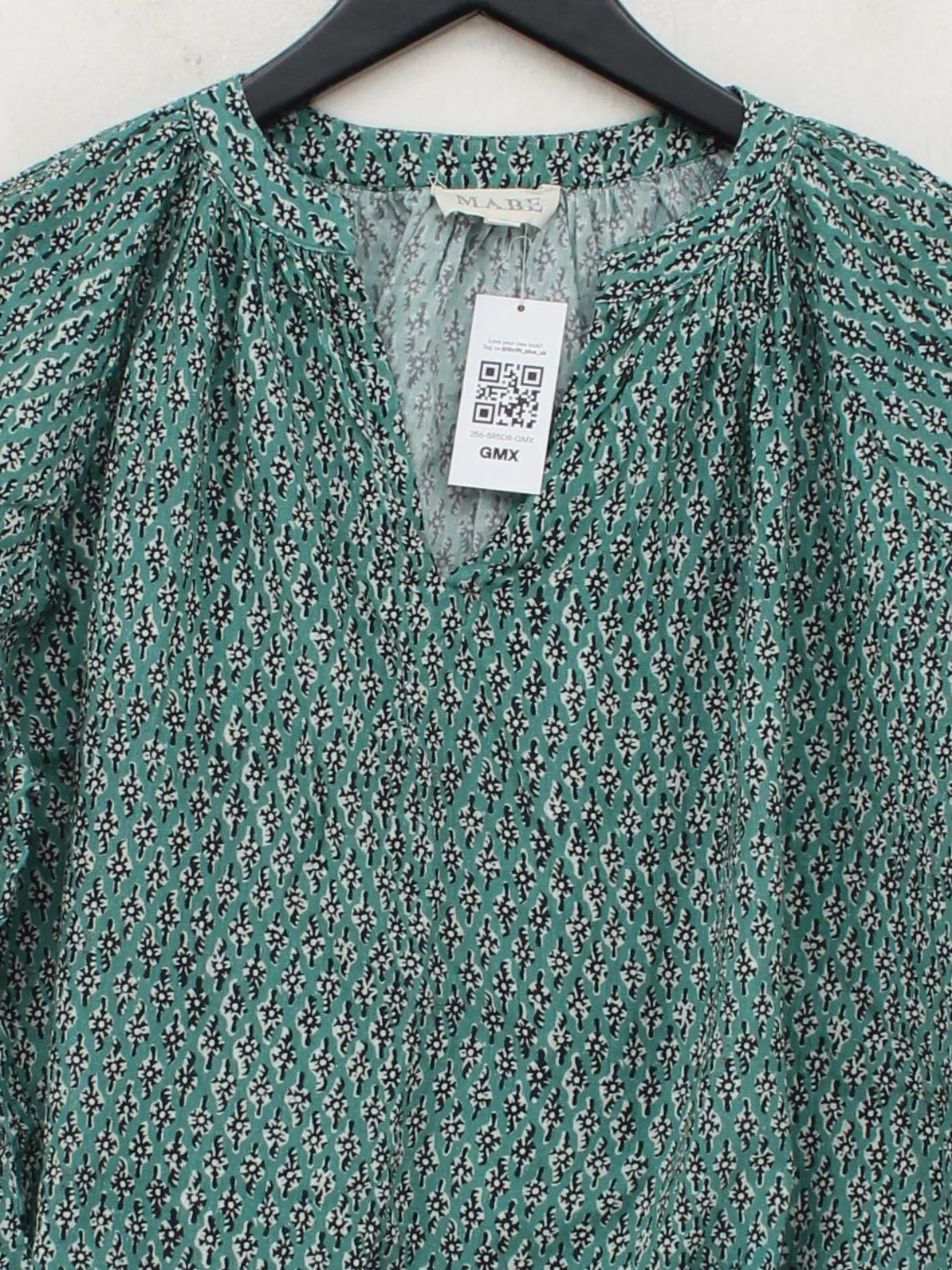 M.A.B.E Women's Top S Multi 100% Cotton 3/4 Sleeve V-Neck Basic - Image 3