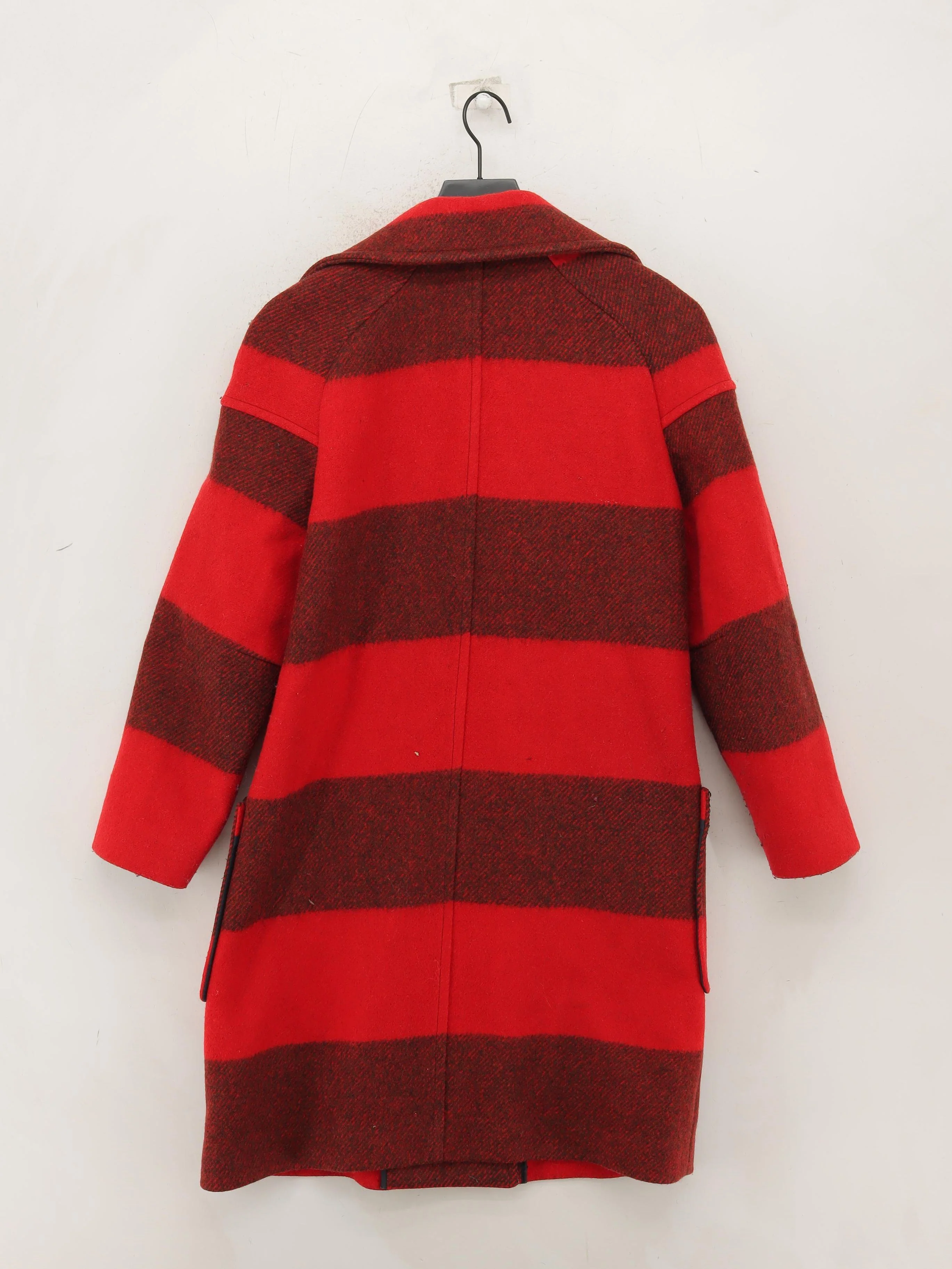 M.i.h Jeans Women's Coat M Red Striped 100% Wool Overcoat - Image 2