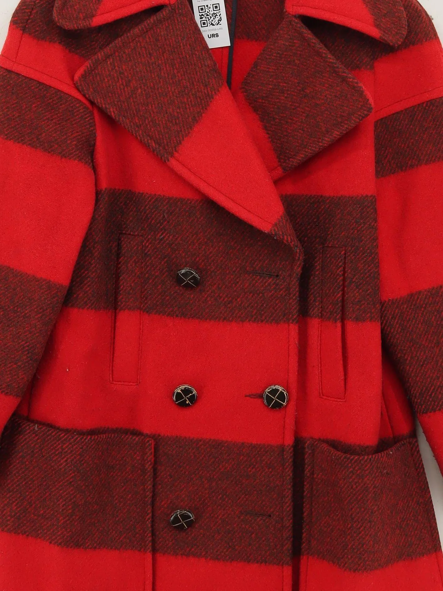 M.i.h Jeans Women's Coat M Red Striped 100% Wool Overcoat - Image 3
