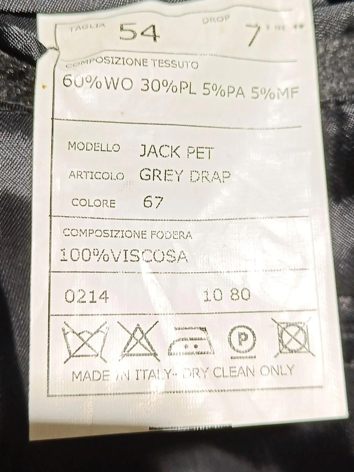 Made In Italy Men's Blazer Chest: 44 in Grey Wool - Image 6