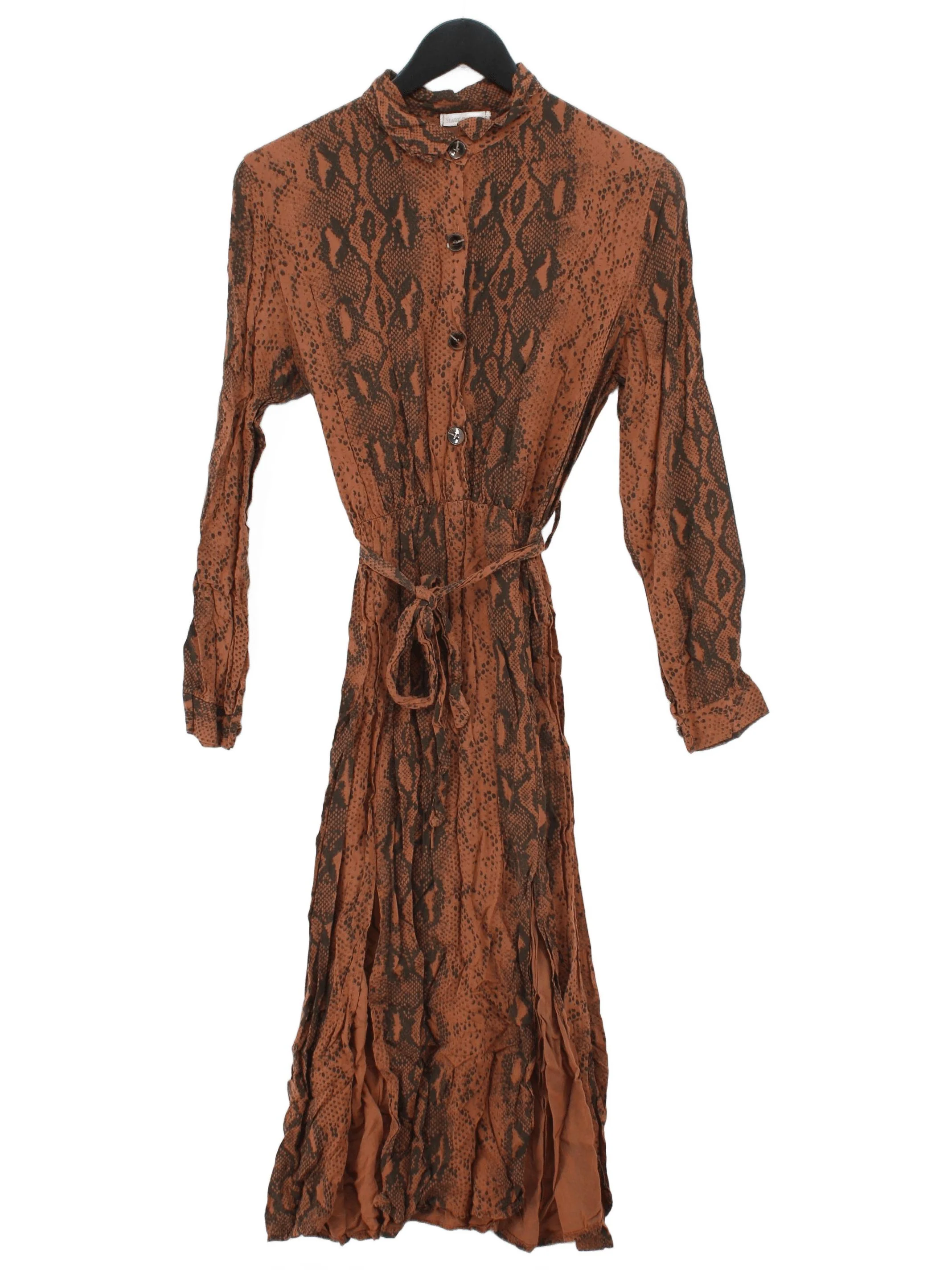 Made in Italy Shirt Midi Dress UK12 in Brown