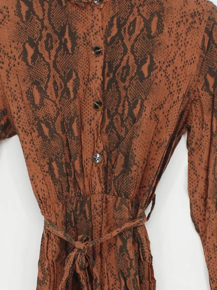 Made in Italy Shirt Midi Dress UK12 in Brown - Image 3