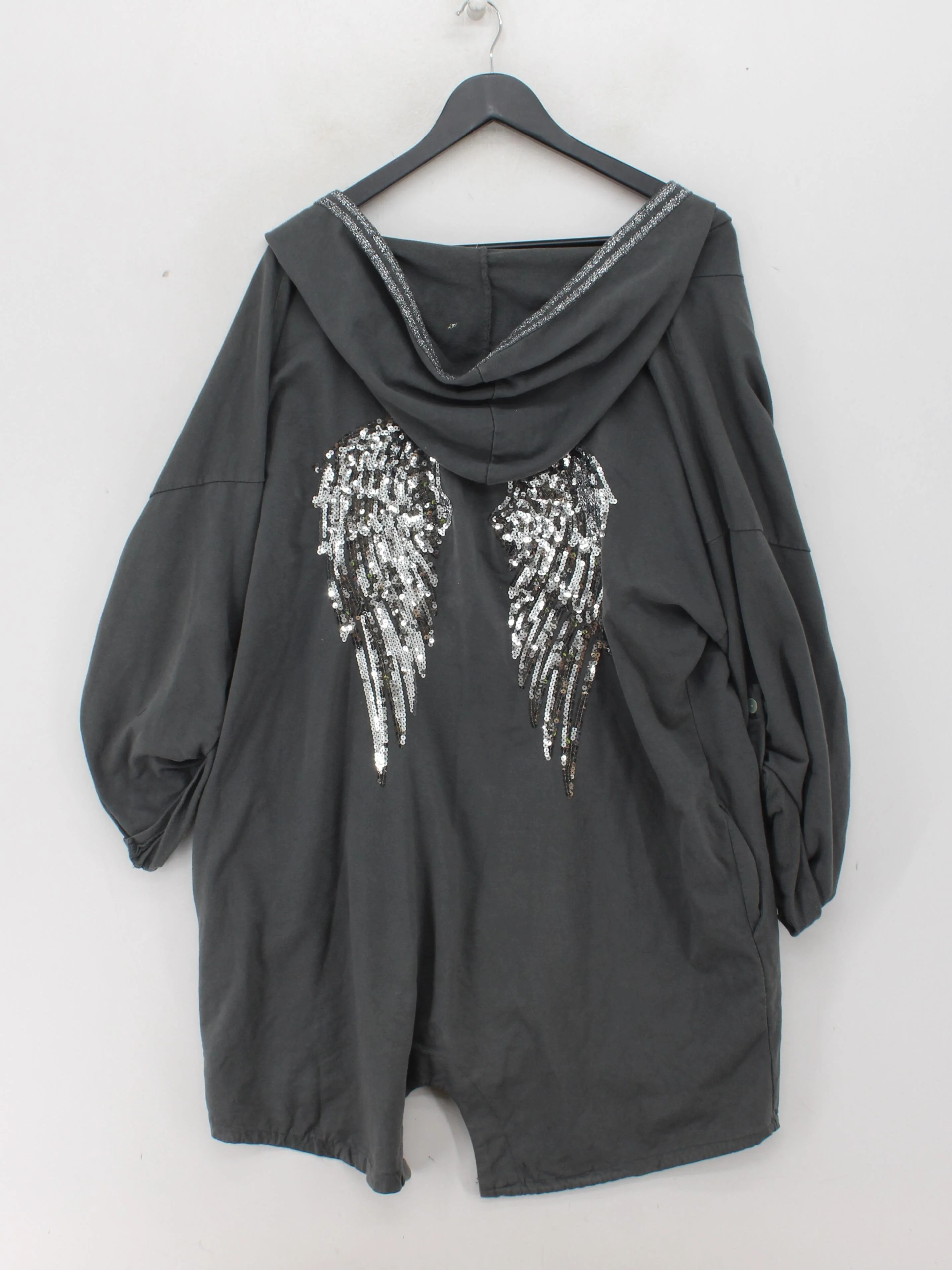 Made In Italy Women's Cardigan L Grey Cotton with Elastane V-Neck Cardigan - Image 2