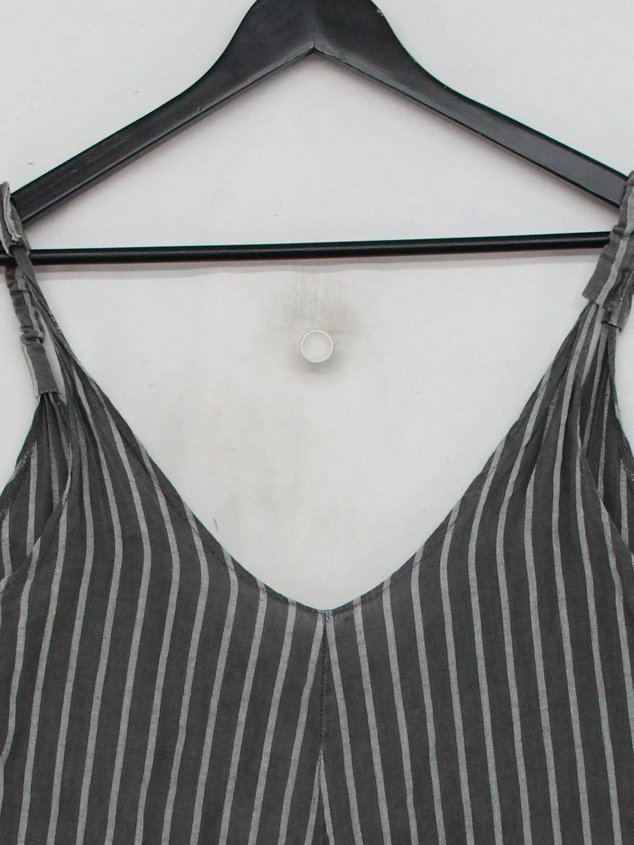 Made In Italy Women's Jumpsuit L Grey Striped 100% Linen Wide-Leg Jumpsuit - Image 3