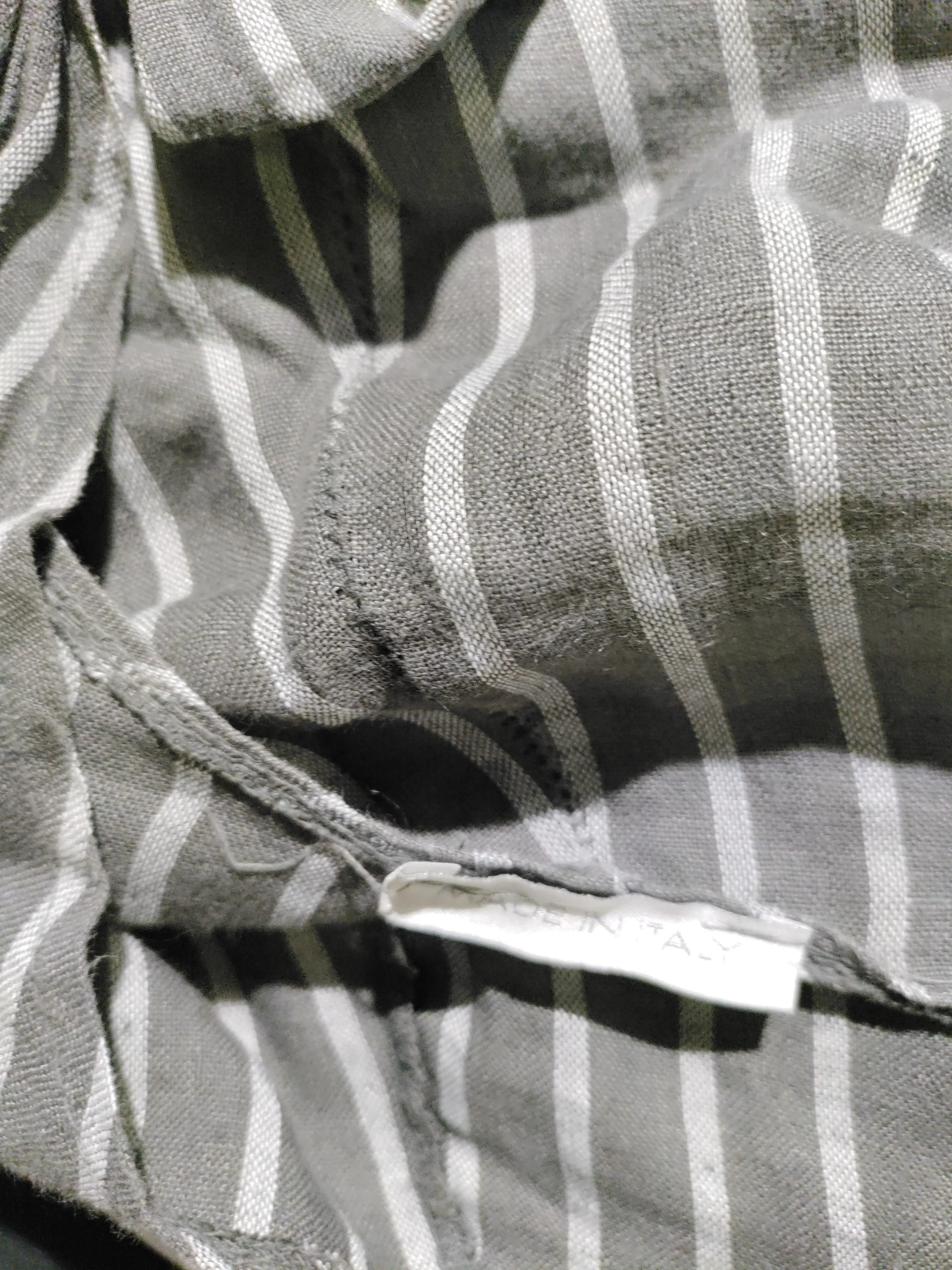 Made In Italy Women's Jumpsuit L Grey Striped 100% Linen Wide-Leg Jumpsuit - Image 5
