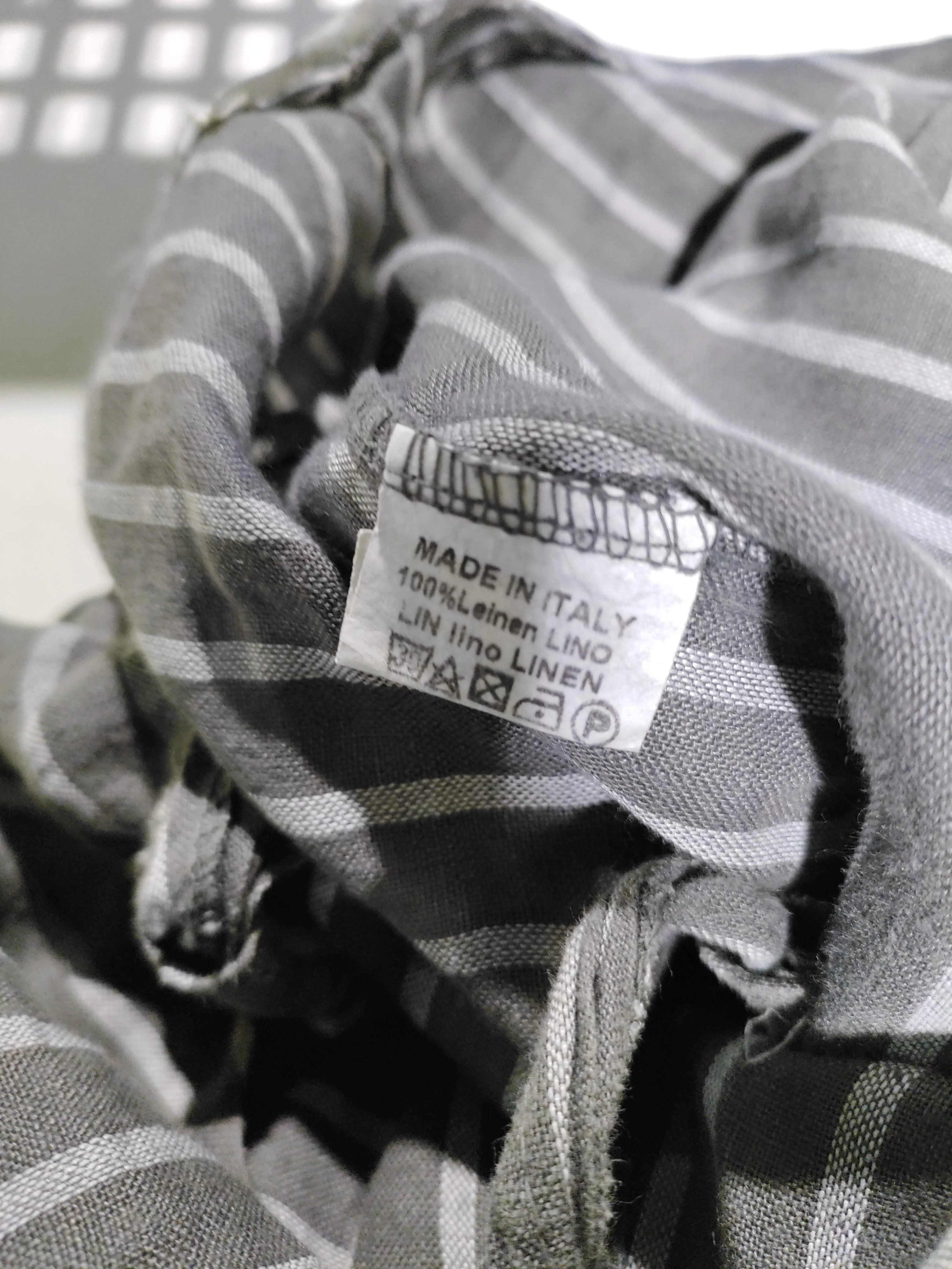 Made In Italy Women's Jumpsuit L Grey Striped 100% Linen Wide-Leg Jumpsuit - Image 6