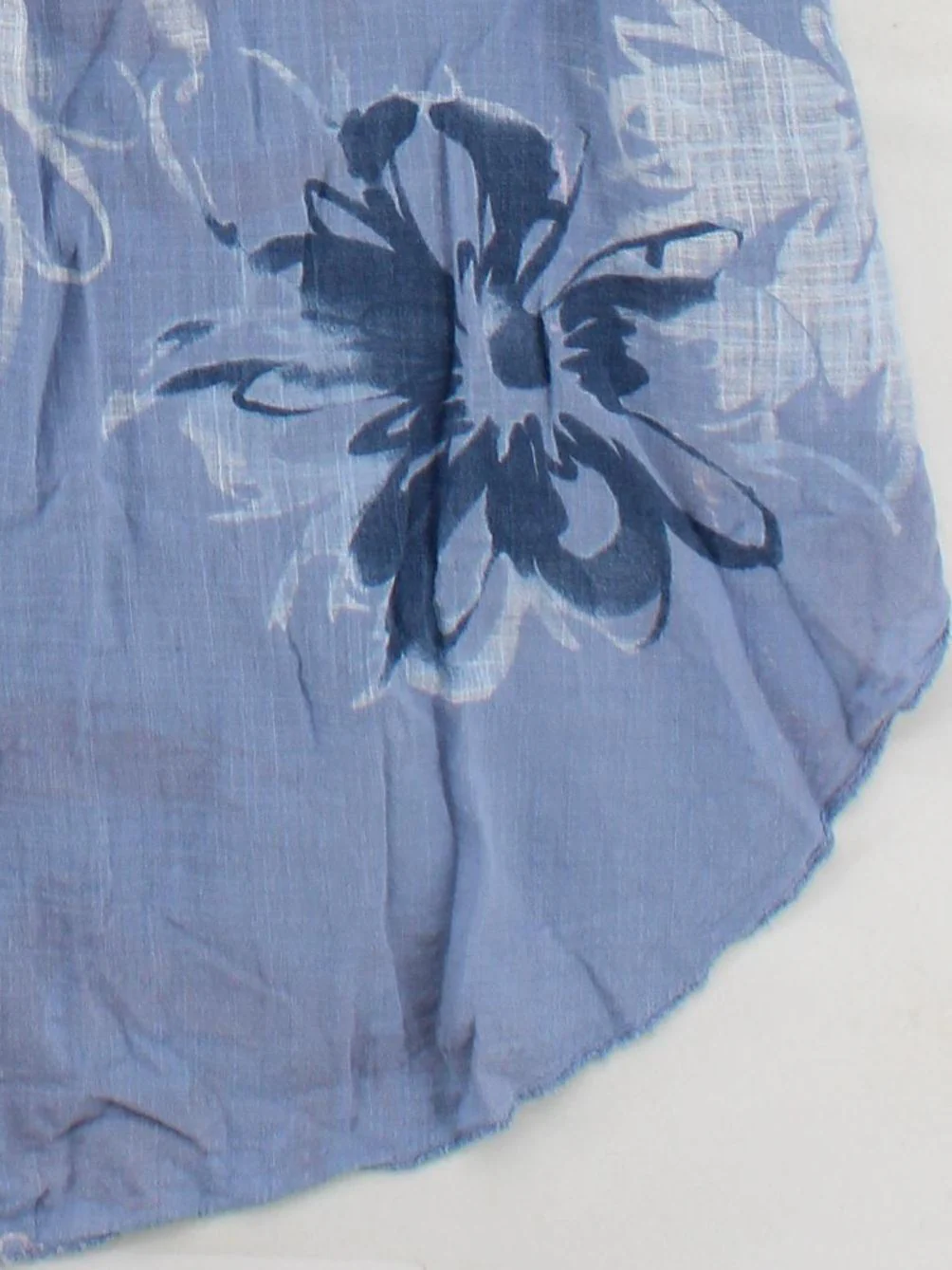Made In Italy Women's Top L Blue Floral 100% Other Sleeveless Round Neck Tunic - Image 4