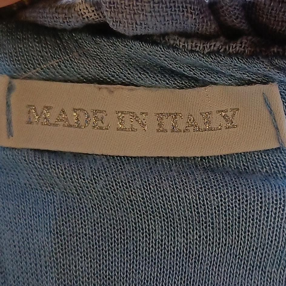 Made In Italy Women's Top L Blue Floral 100% Other Sleeveless Round Neck Tunic - Image 5