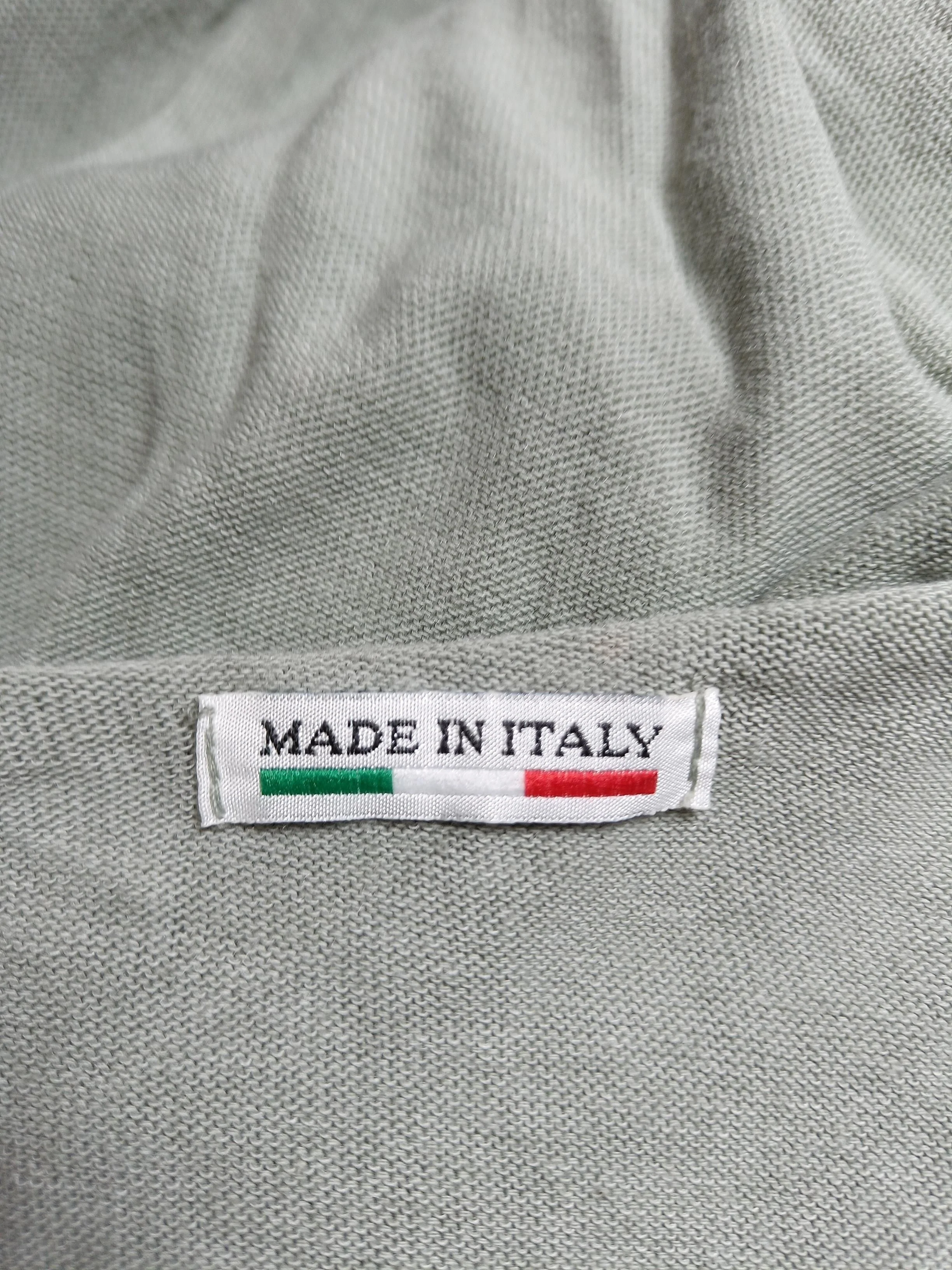 Made In Italy Women's Top L Green Viscose with Cotton Long Sleeve V-Neck Basic - Image 6