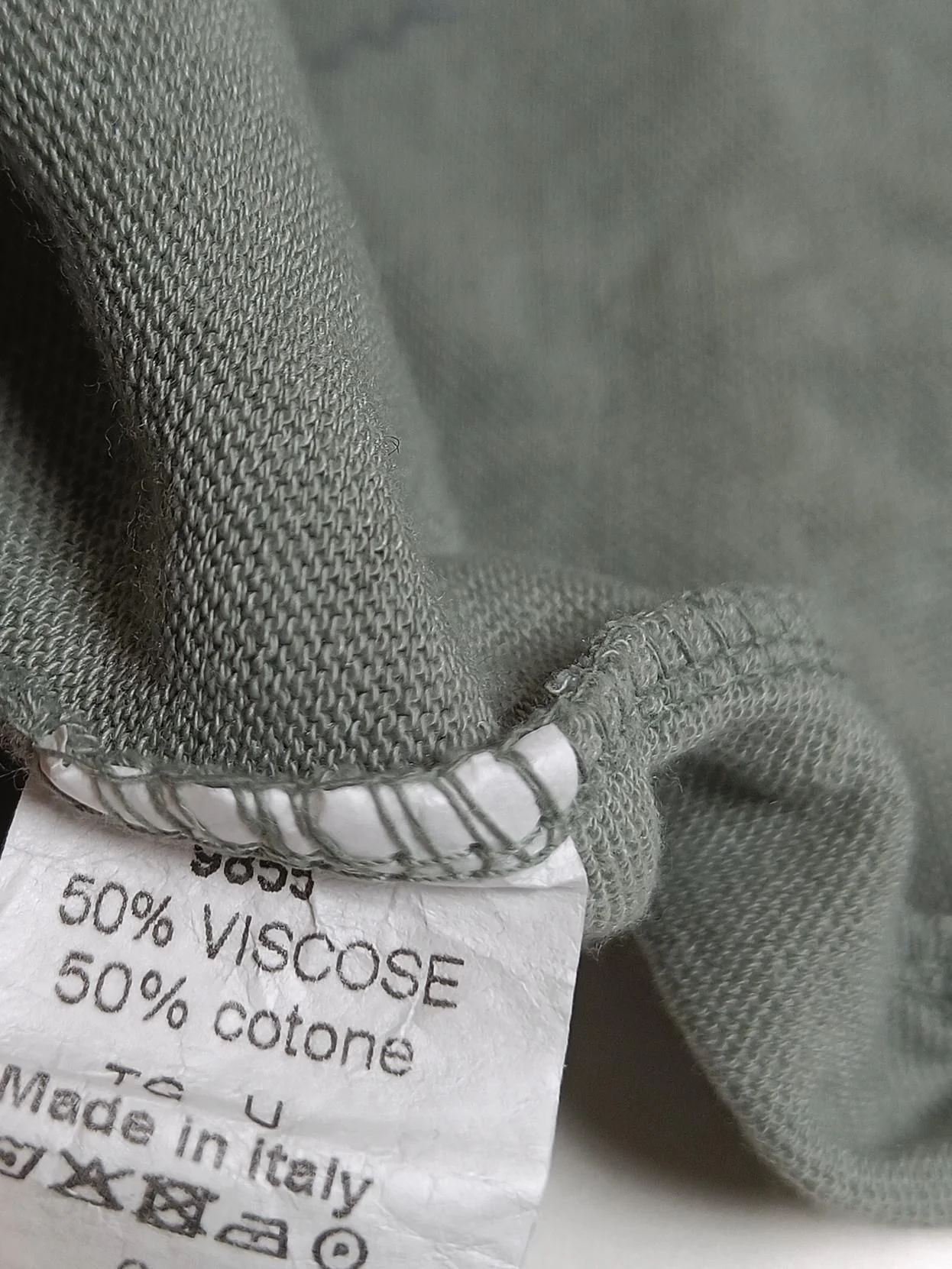 Made In Italy Women's Top L Green Viscose with Cotton Long Sleeve V-Neck Basic - Image 7