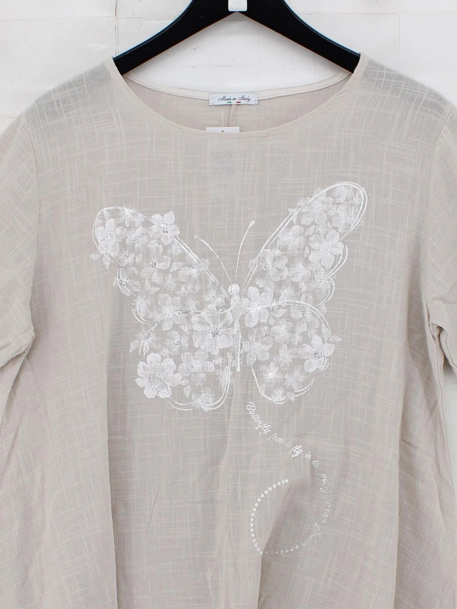 Made In Italy Women's Top M Cream 100% Cotton Basic - Image 3