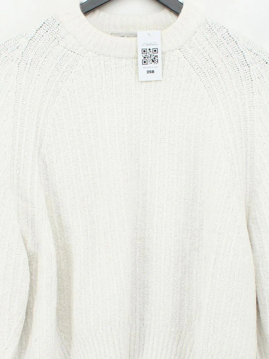 Madewell Women's Jumper XS Cream Cotton with Polyamide, Wool, Elastane Pullover - Image 3