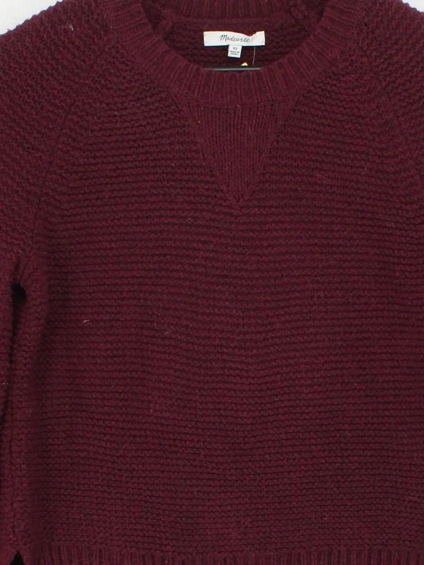 Madewell Women's Jumper XS Red Cotton with Polyester, Other V-Neck Pullover - Image 3