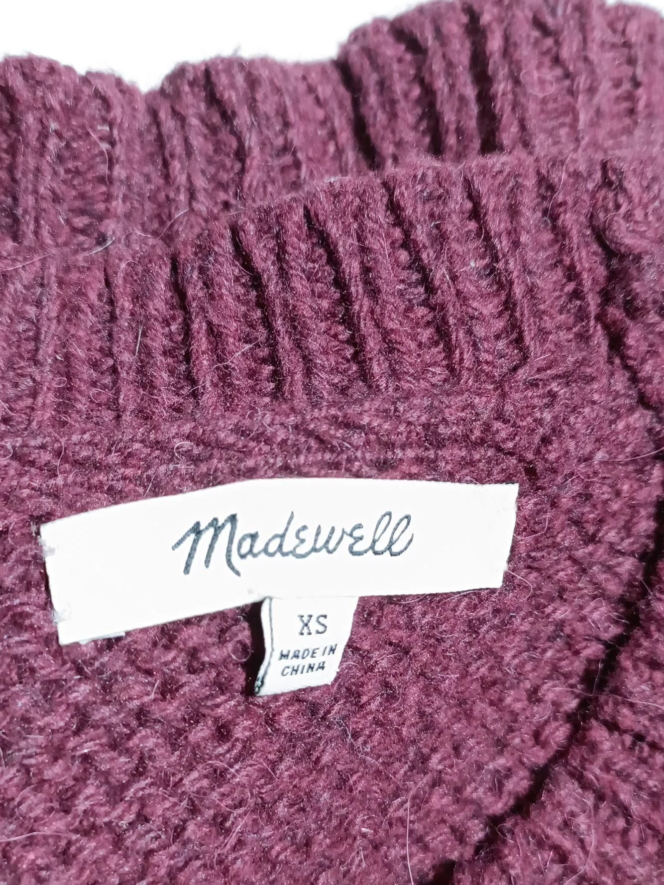 Madewell Women's Jumper XS Red Cotton with Polyester, Other V-Neck Pullover - Image 6