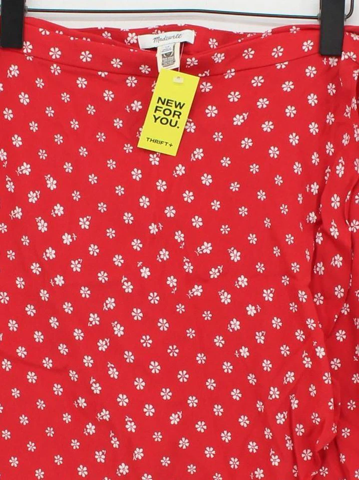 Madewell Women's Mini Skirt M Red Floral 100% Rayon Short Mini - Image 3