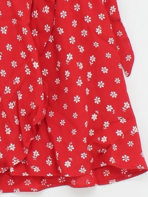Madewell Women's Mini Skirt M Red Floral 100% Rayon Short Mini - Image 4