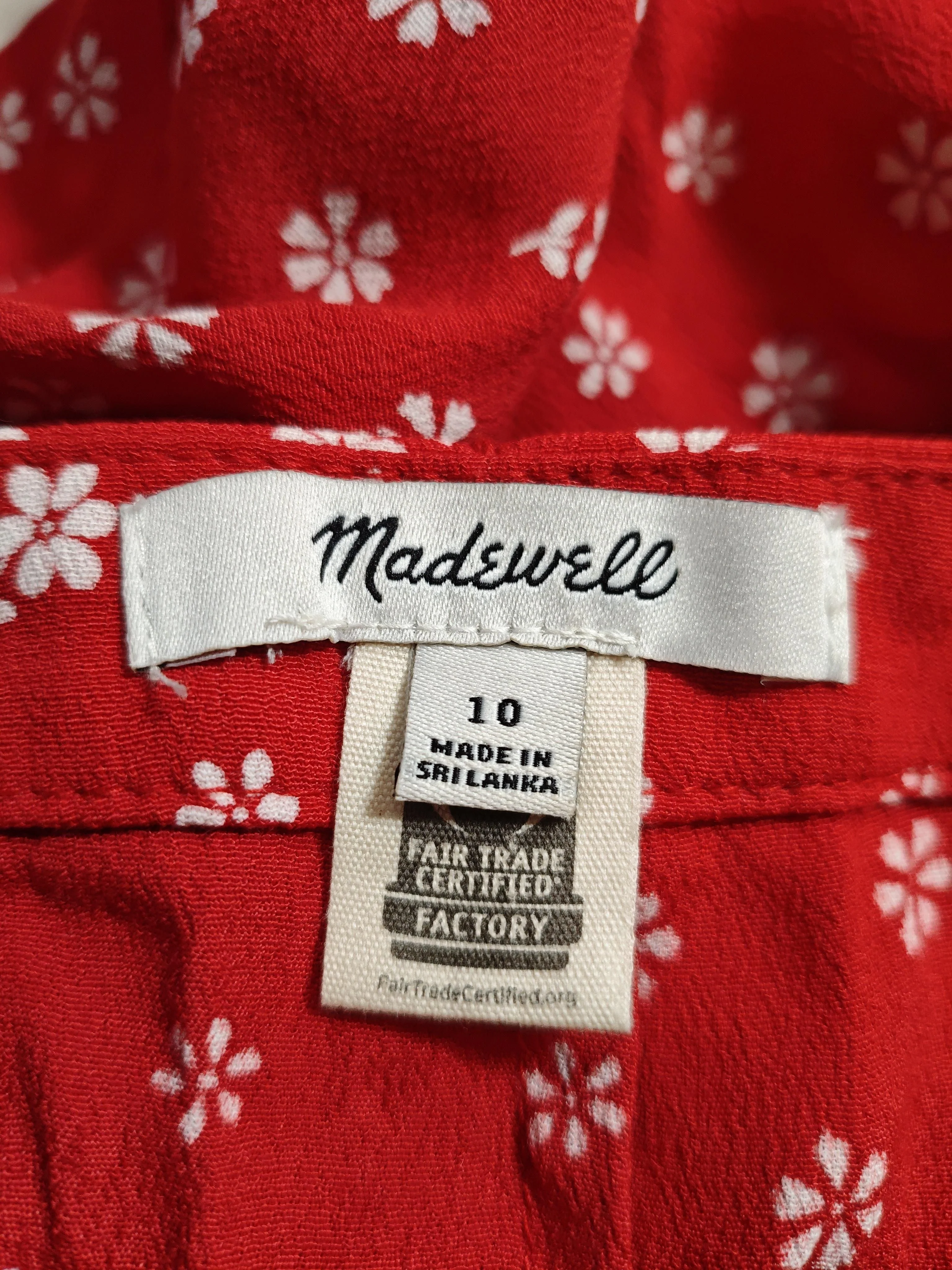 Madewell Women's Mini Skirt M Red Floral 100% Rayon Short Mini - Image 5