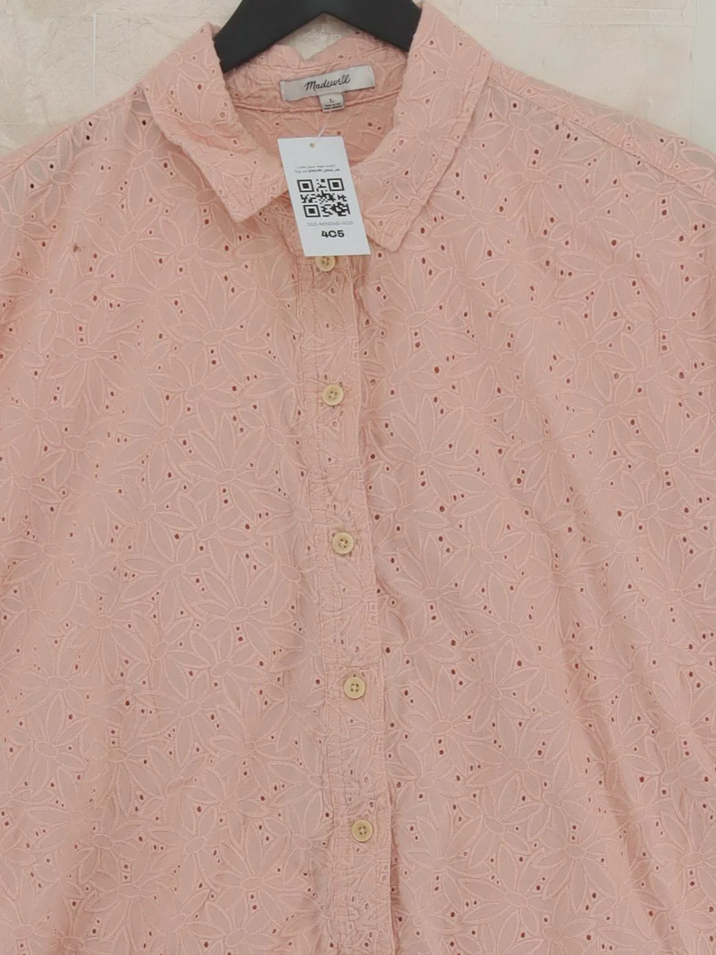 Madewell Women's Shirt L Pink 100% Cotton Short Sleeve Collared Basic - Image 3