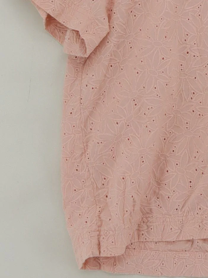 Madewell Women's Shirt L Pink 100% Cotton Short Sleeve Collared Basic - Image 4