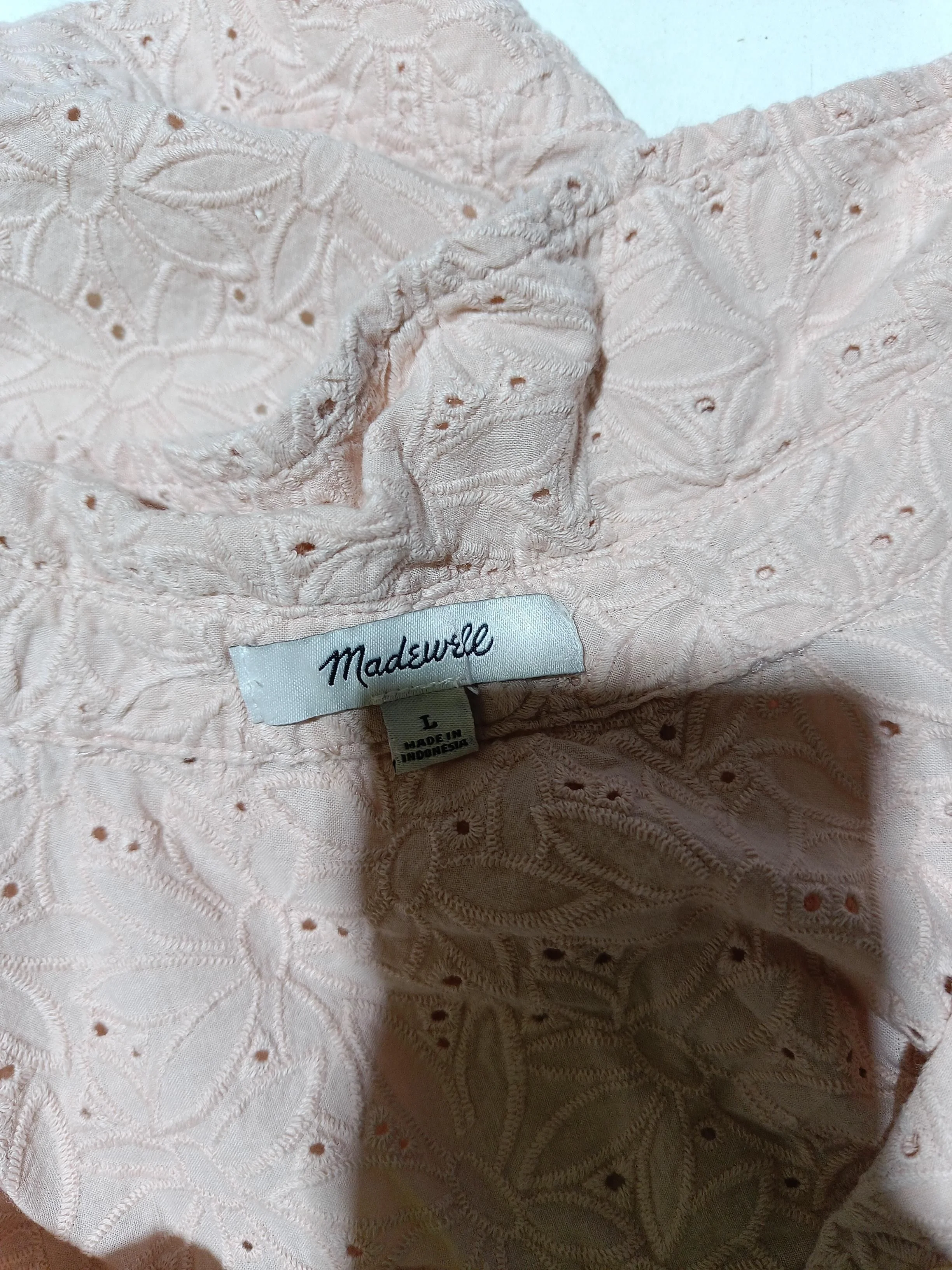 Madewell Women's Shirt L Pink 100% Cotton Short Sleeve Collared Basic - Image 5