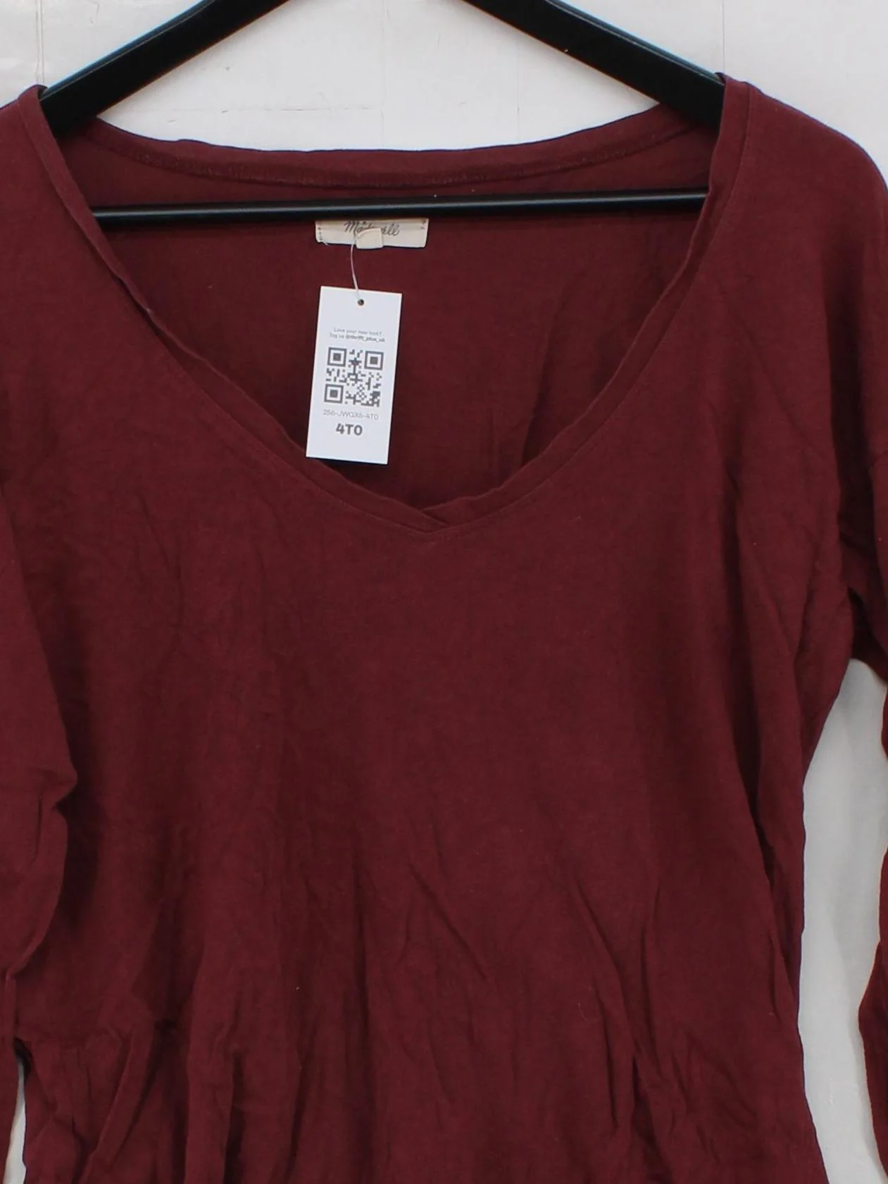 Madewell Women's T-Shirt XS Red 100% Other Short Sleeve V-Neck Basic - Image 3