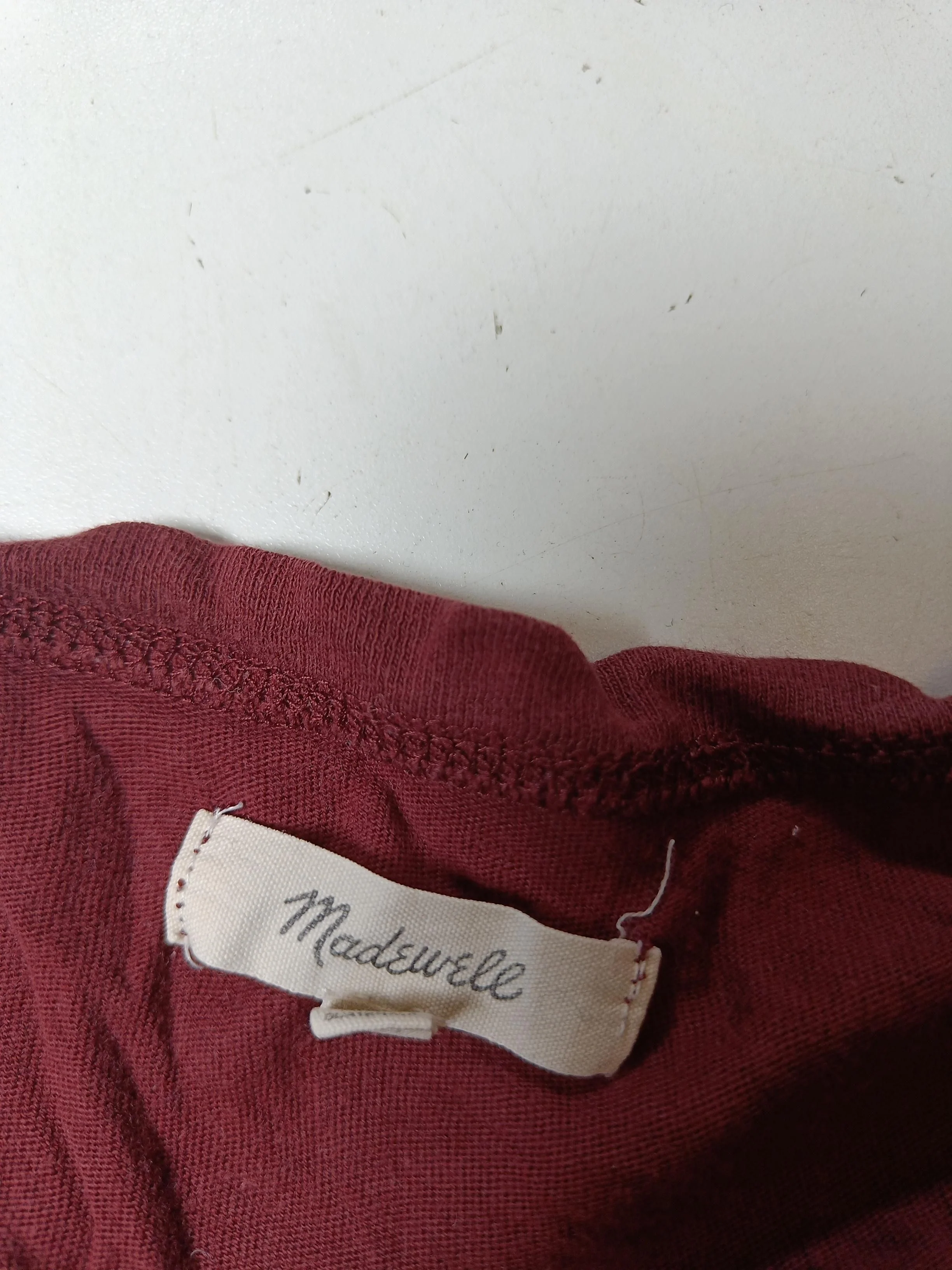 Madewell Women's T-Shirt XS Red 100% Other Short Sleeve V-Neck Basic - Image 5