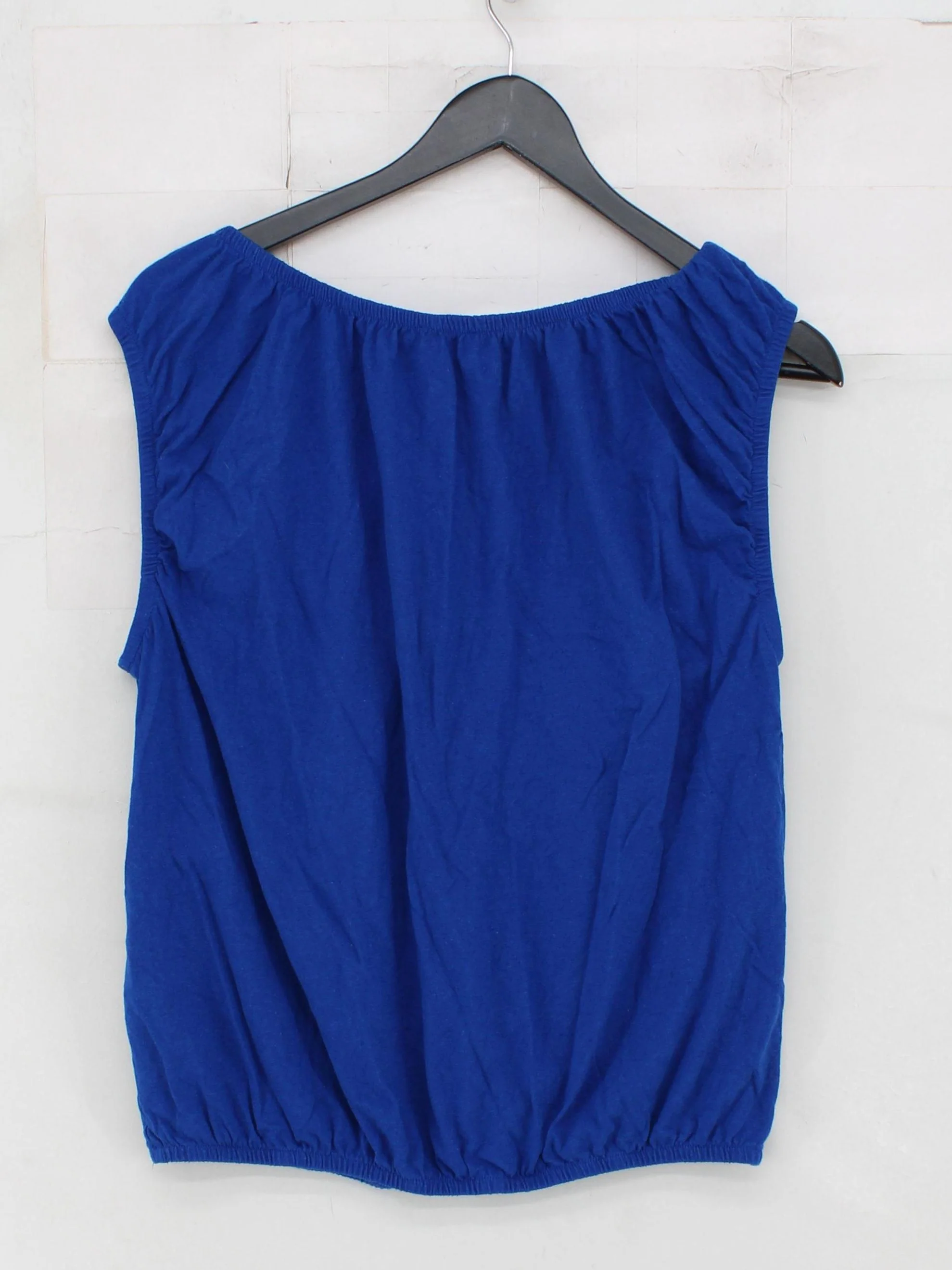 Madewell Women's Top M Blue Cotton with Linen Sleeveless Round Neck Basic - Image 2