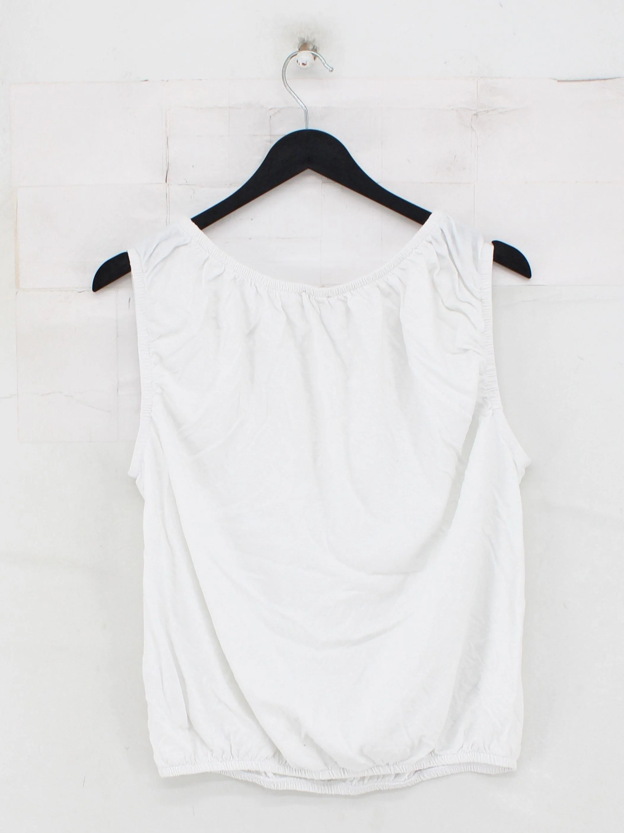 Madewell Women's Top M White Cotton with Linen Sleeveless Round Neck Basic - Image 2