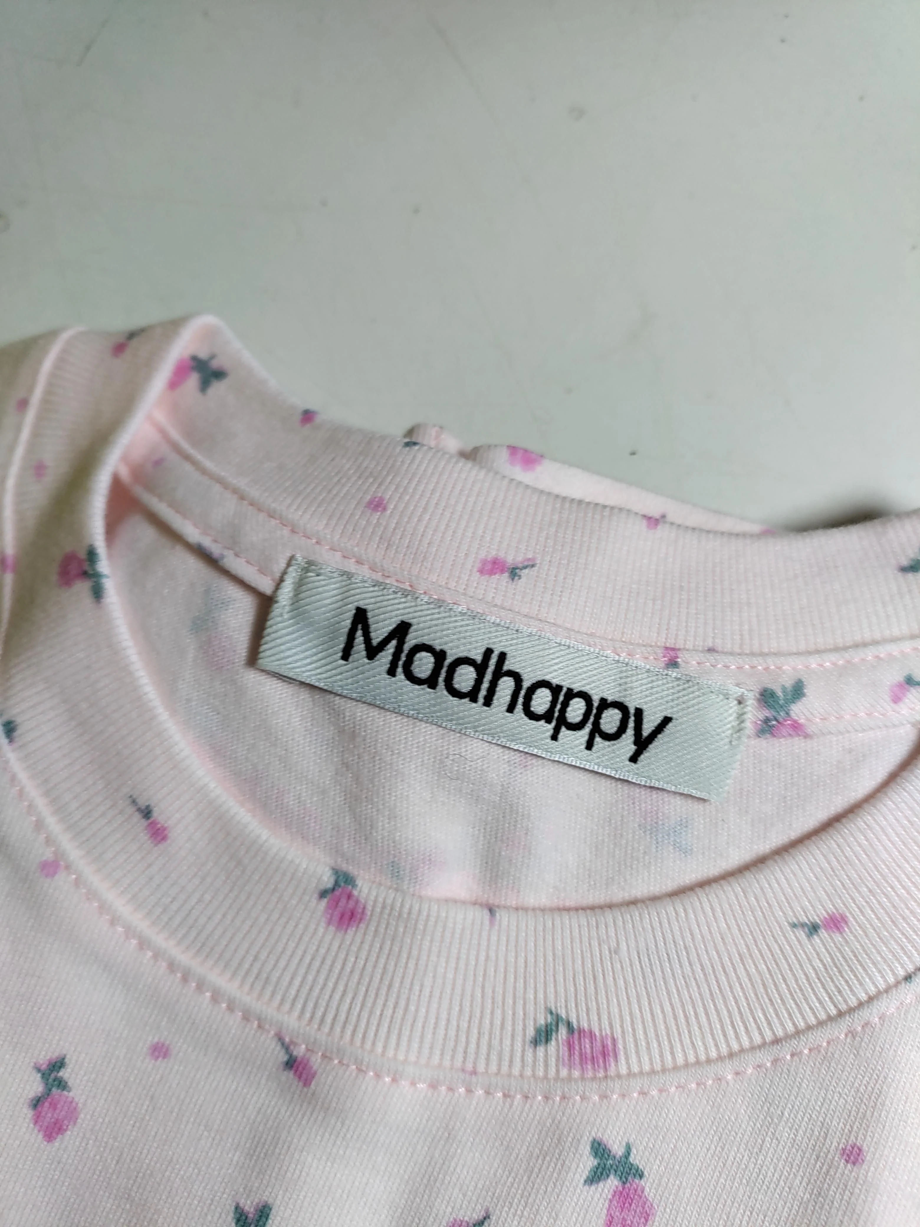 Madhappy Women's T-Shirt S Pink Floral 100% Cotton Short Sleeve Round Neck Basic - Image 5