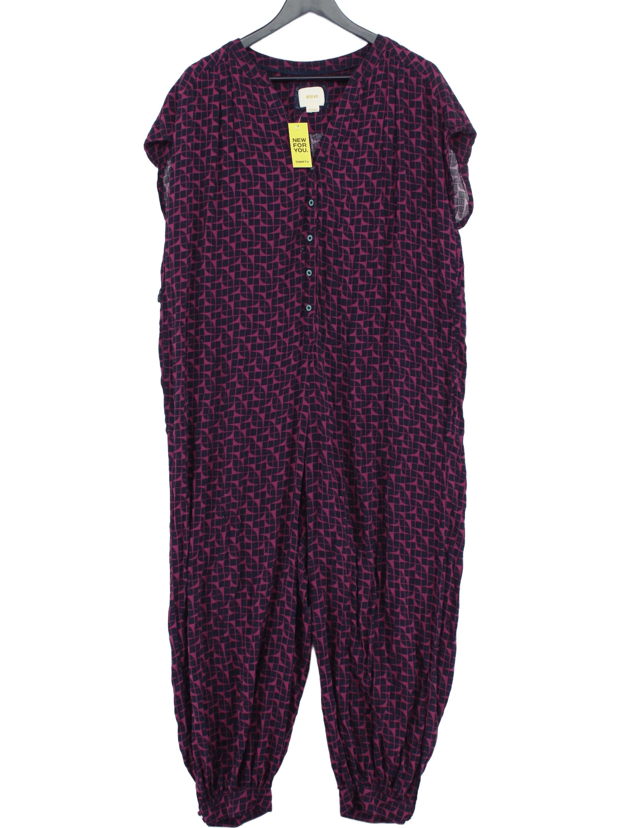 Maeve Women's Jumpsuit M Purple Geometric 100% Rayon Wide-Leg Jumpsuit