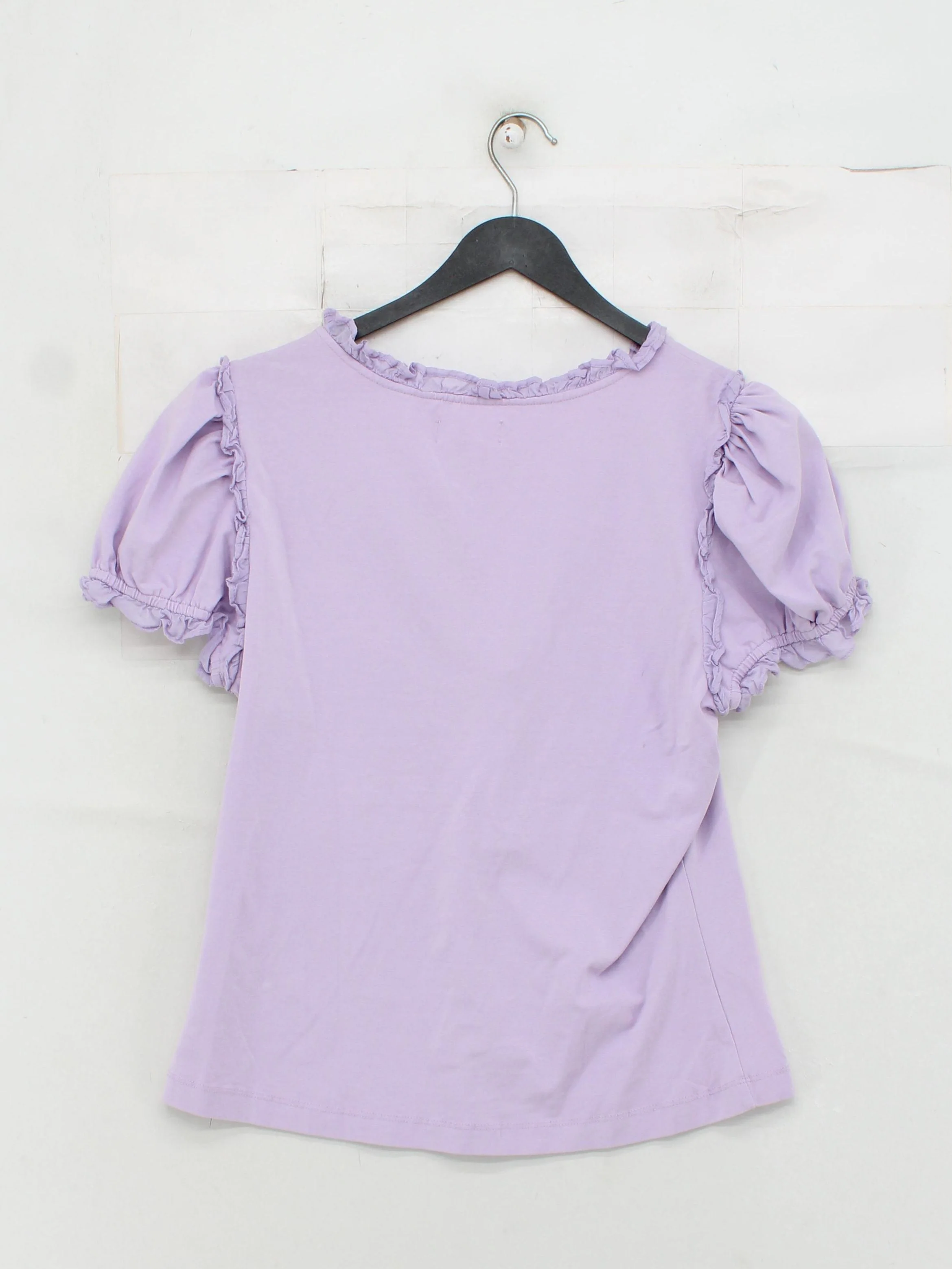 Maeve Women's Top L Purple Cotton with Spandex Short Sleeve V-Neck Basic - Image 2