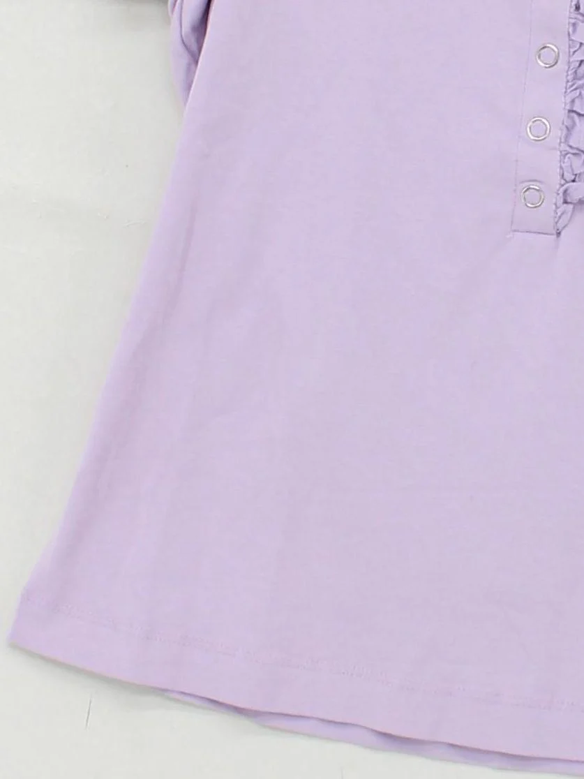 Maeve Women's Top L Purple Cotton with Spandex Short Sleeve V-Neck Basic - Image 4