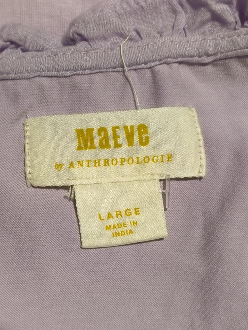 Maeve Women's Top L Purple Cotton with Spandex Short Sleeve V-Neck Basic - Image 6