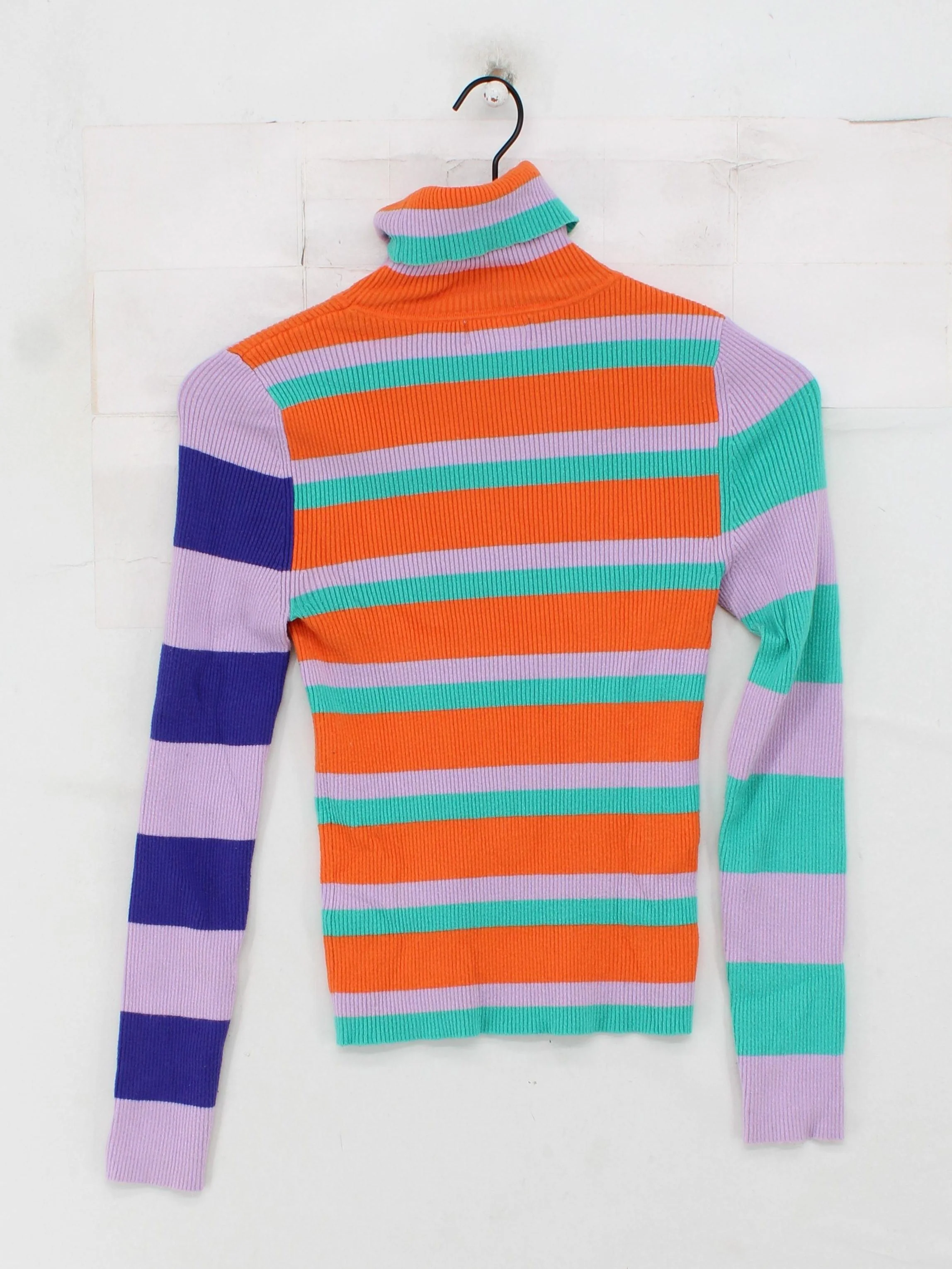 Maeve Women's Top S Multi Striped 100% Other Long Sleeve High Neck Basic - Image 2