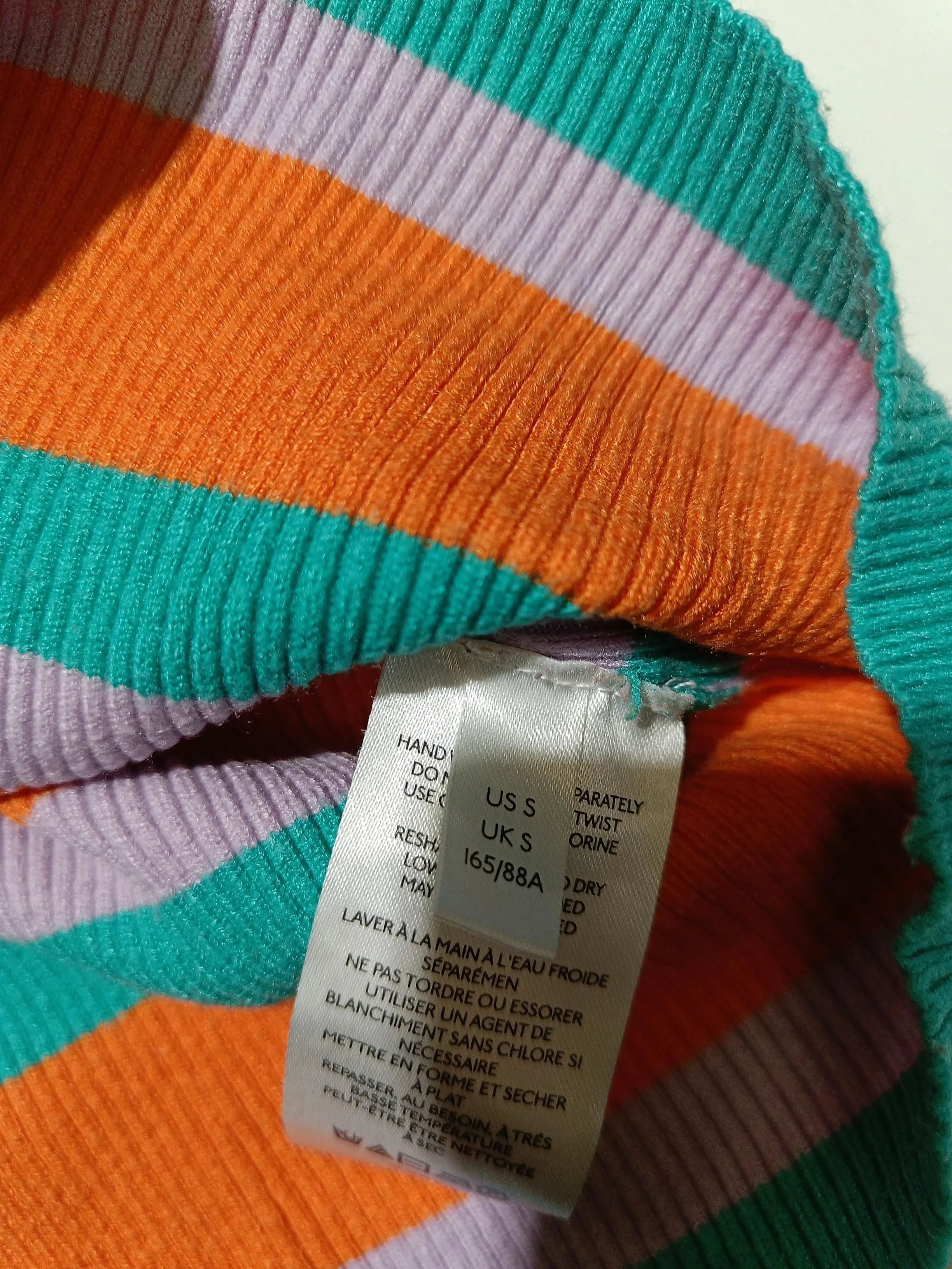 Maeve Women's Top S Multi Striped 100% Other Long Sleeve High Neck Basic - Image 8